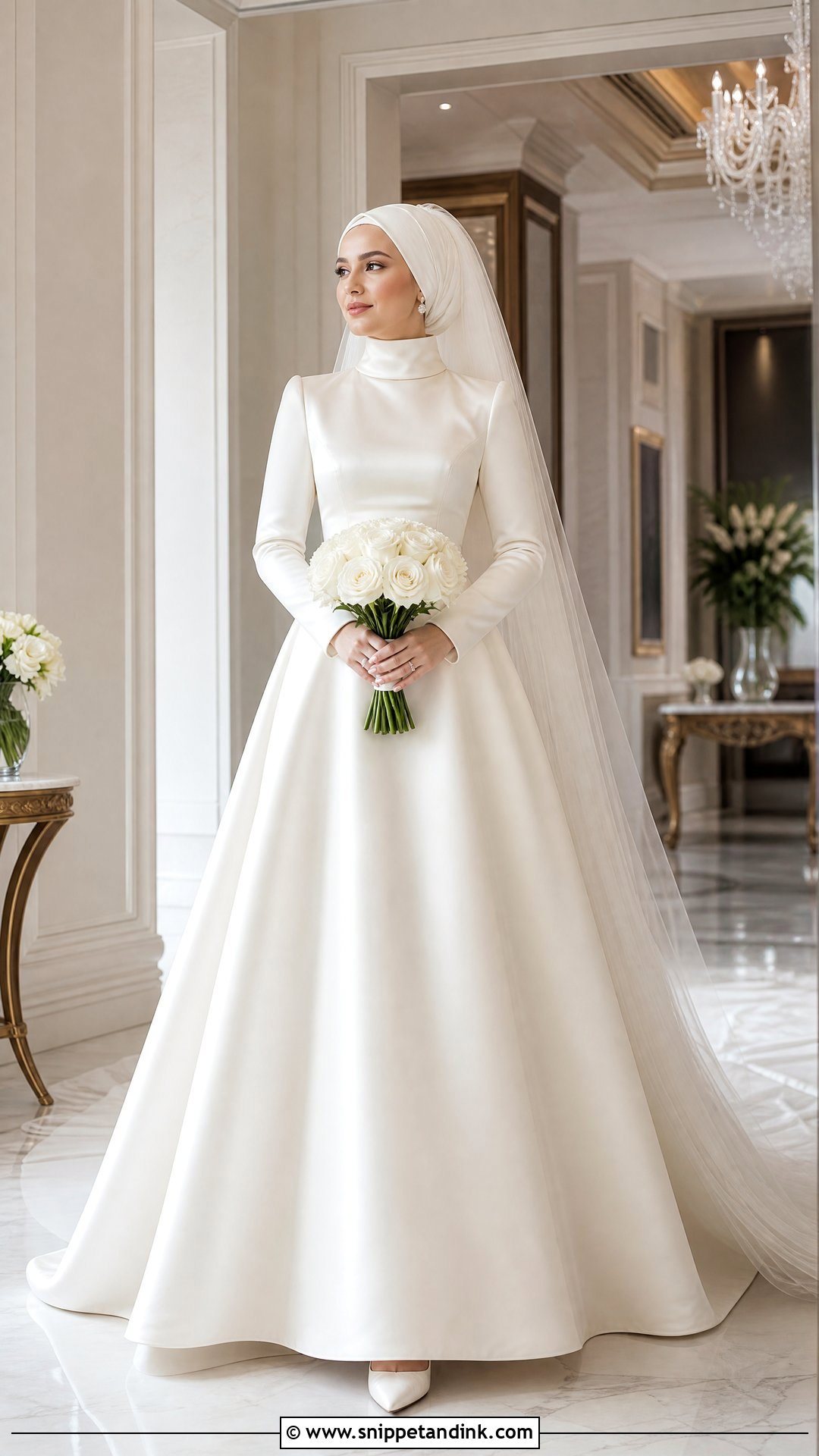 Satin A Line Hijab Wedding Dress - Snippet and Ink - 20 Wedding Dresses for Hijabi Girl