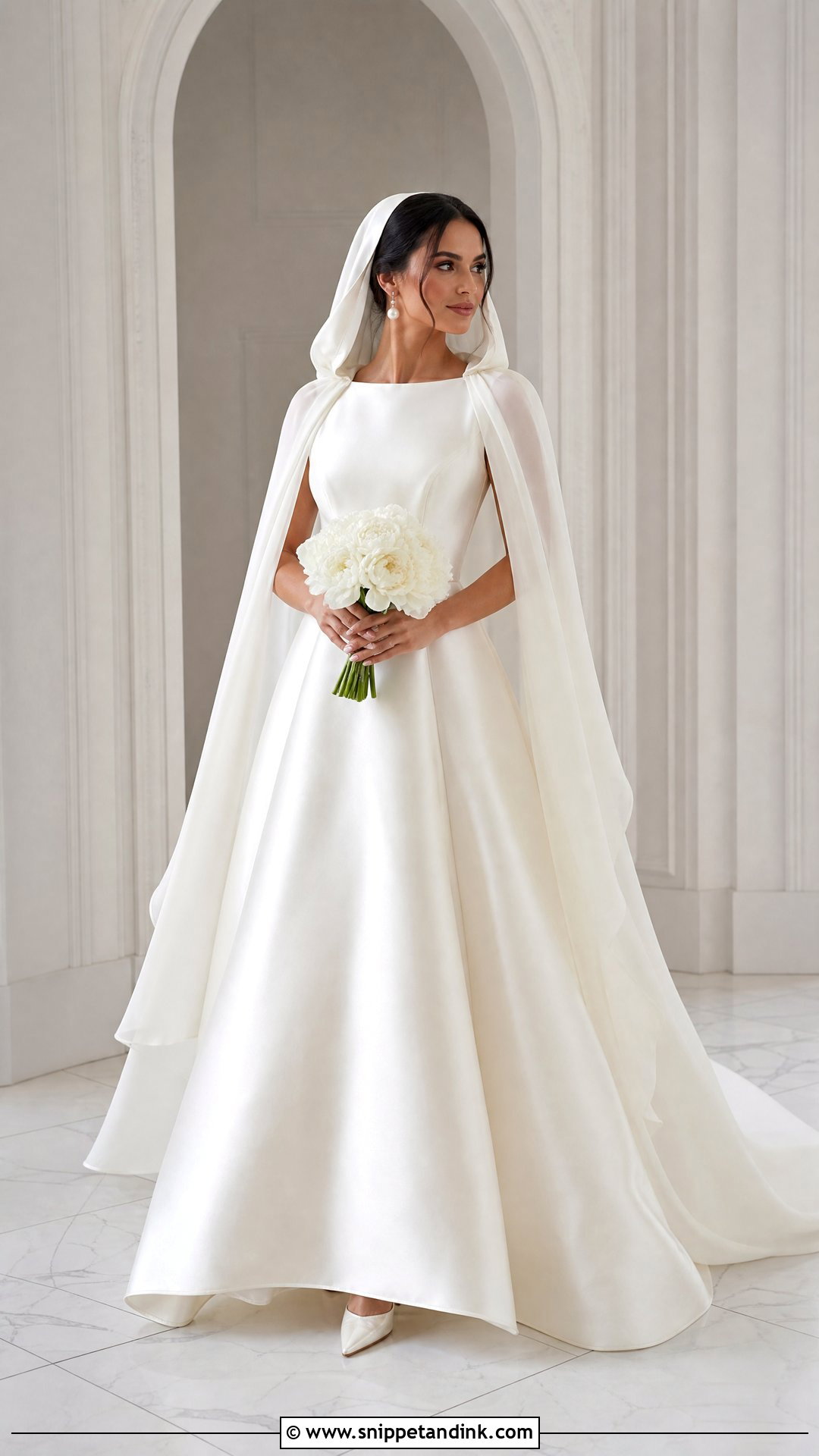 Satin A Line Hooded Wedding Dress - Snippet and Ink - 20 Hooded Wedding Dress Ideas