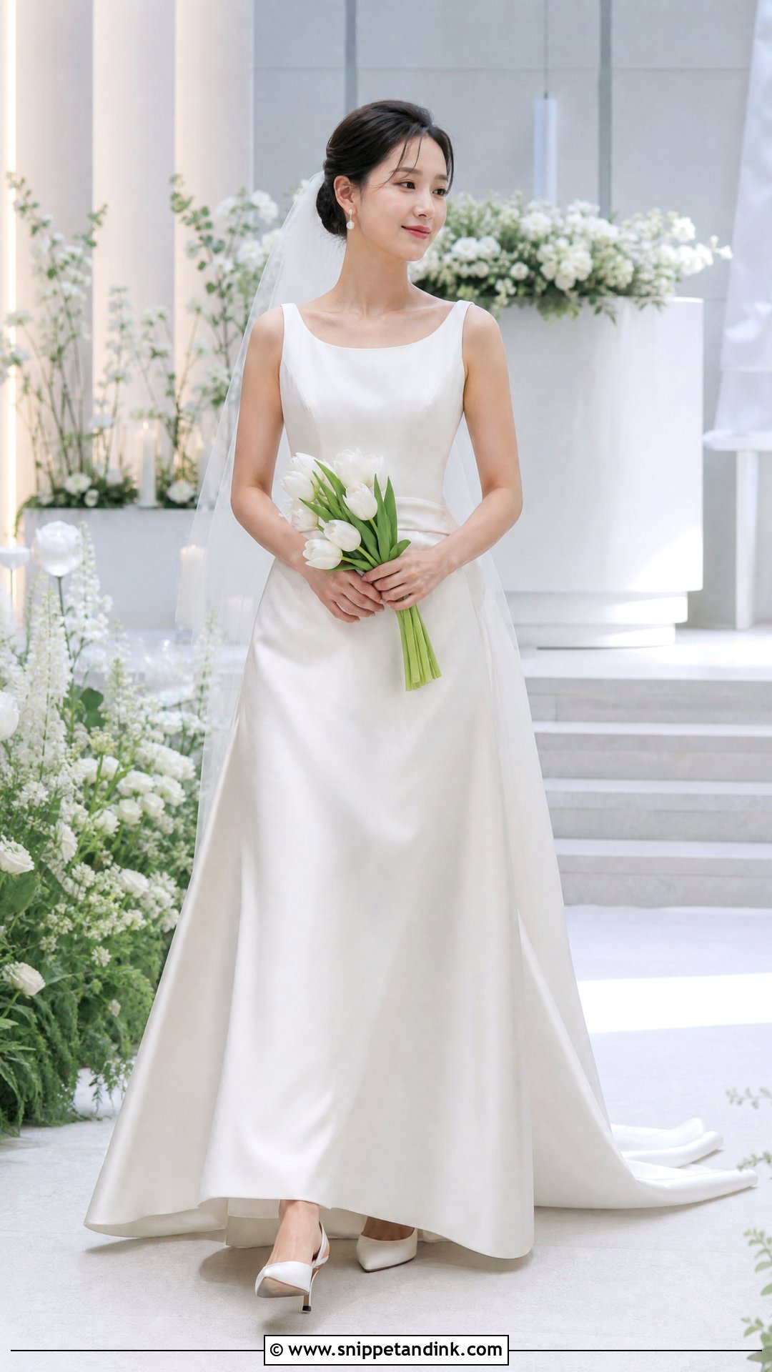 Satin A Line Kdrama Wedding Dress - Snippet and Ink - 20 Kdrama Wedding Dress Ideas