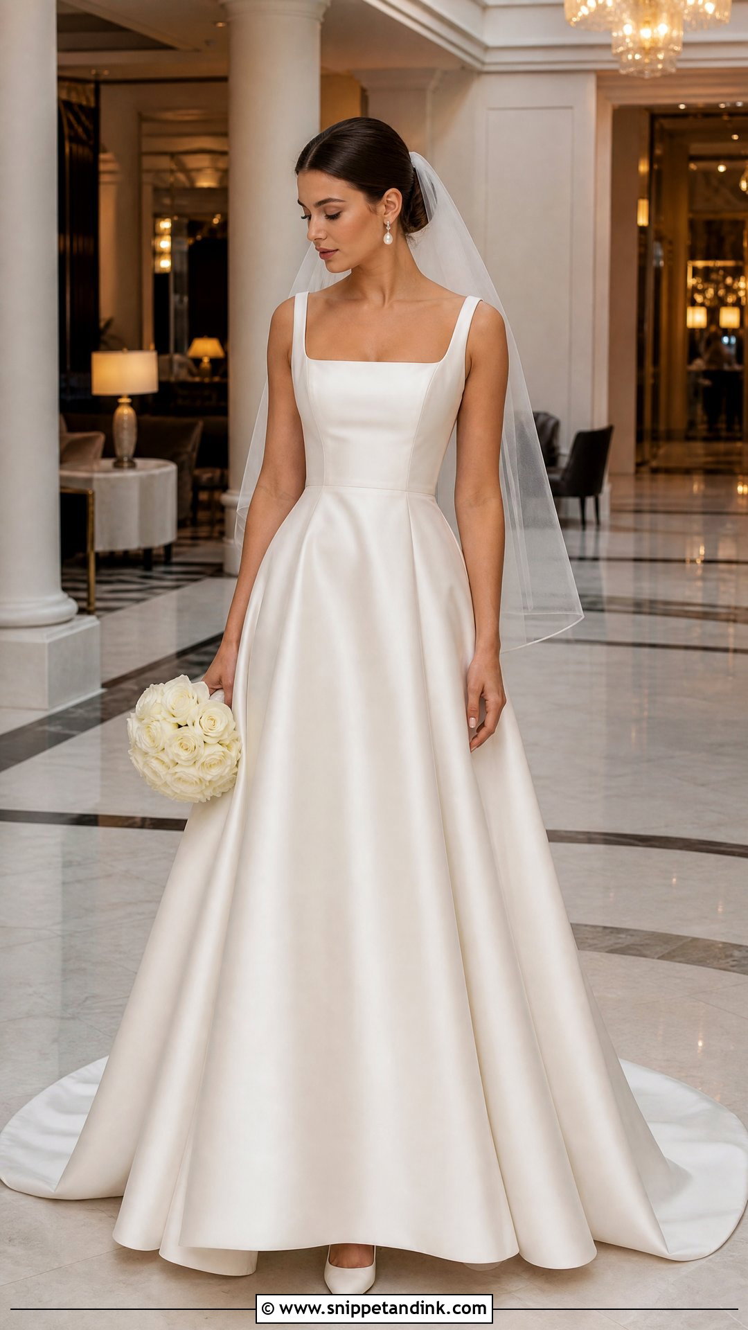 Satin A Line Long Wedding Dress - Snippet and Ink - 25 Long Wedding Dress Ideas