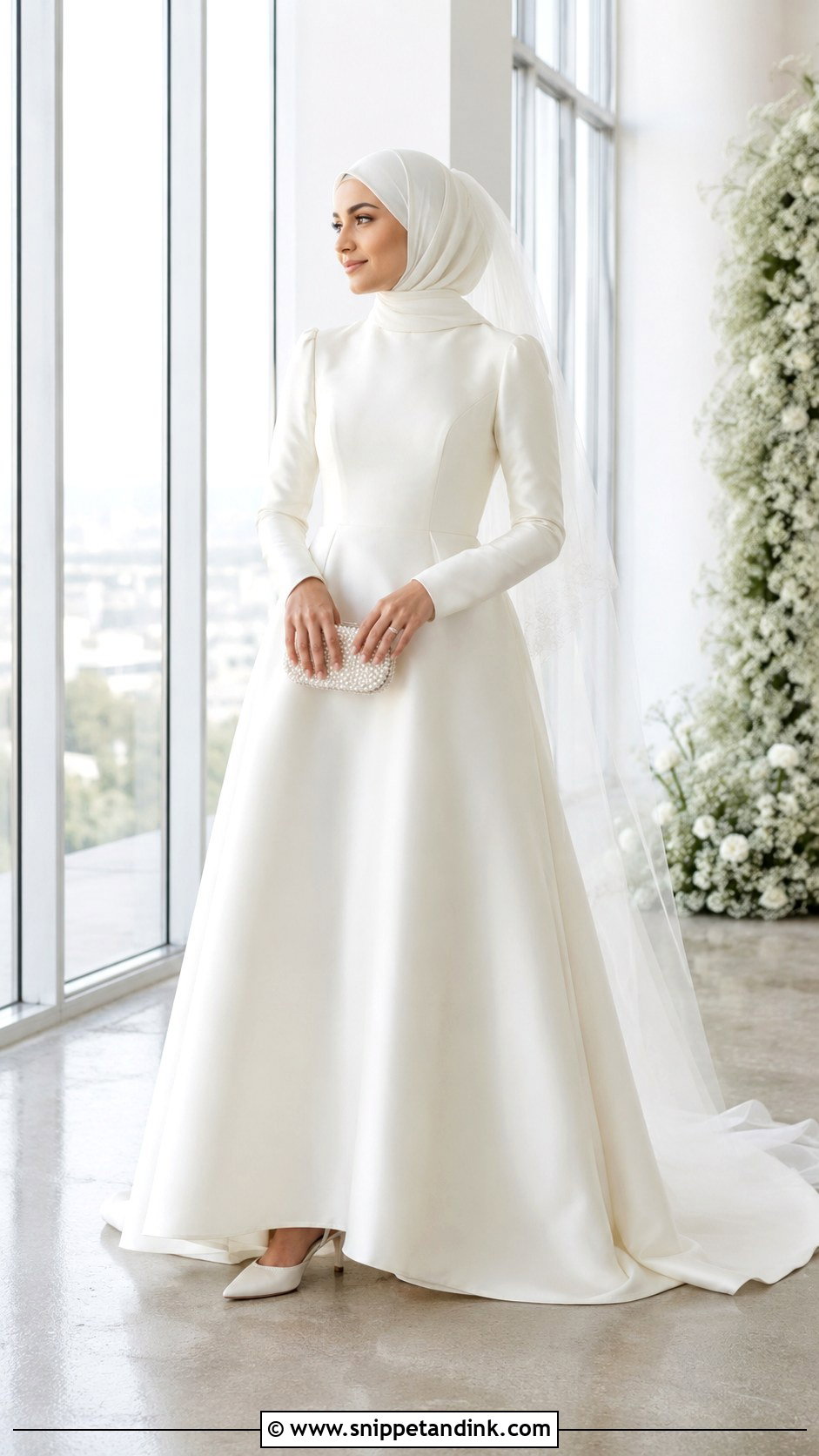 Satin A Line Muslim Wedding Dress - Snippet and Ink - 20 Islam Wedding Dress Ideas