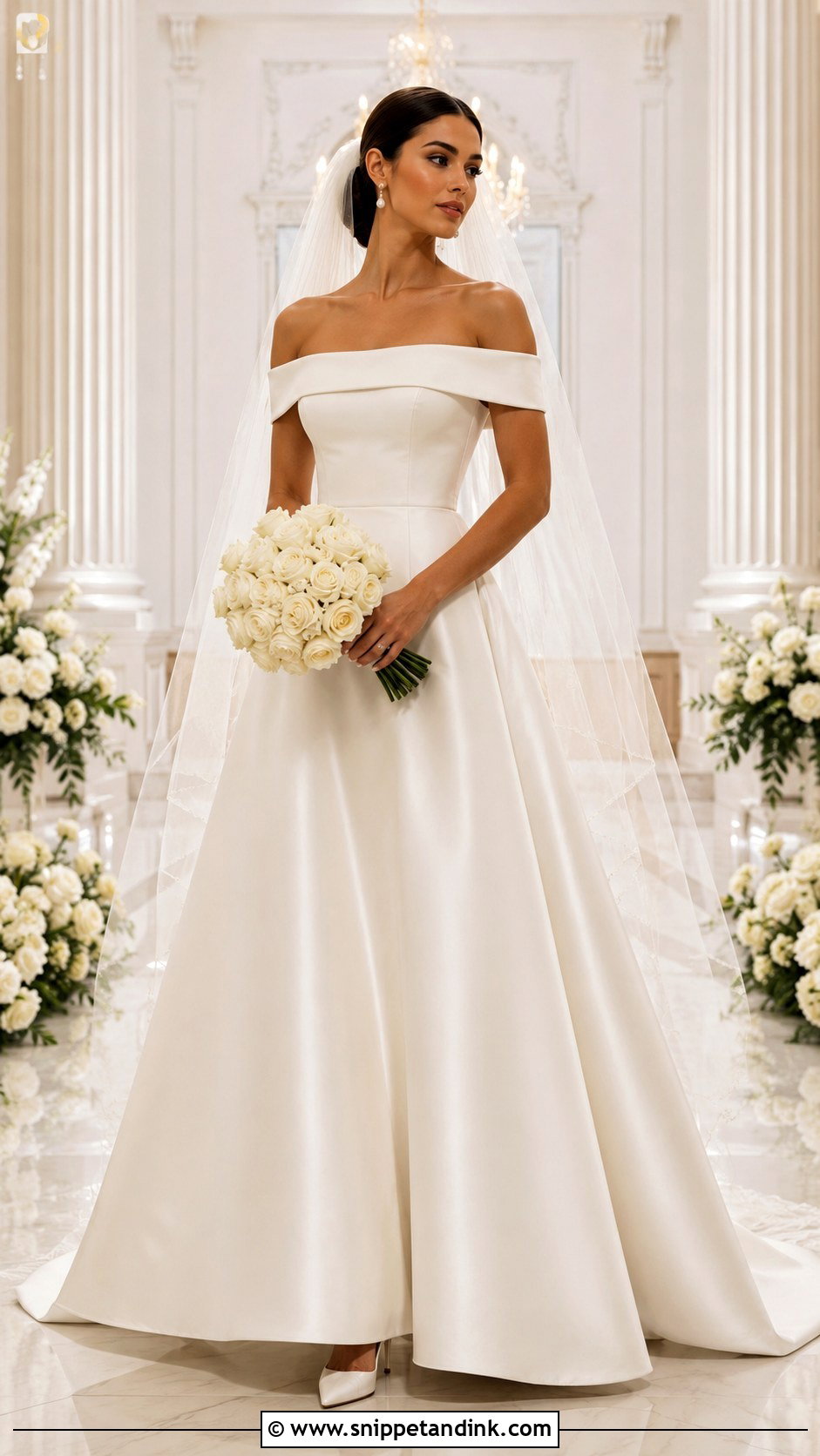 Satin A Line Off the Shoulder Wedding Dress - Snippet and Ink - 20 A Line Wedding Dress Off the Shoulder Ideas