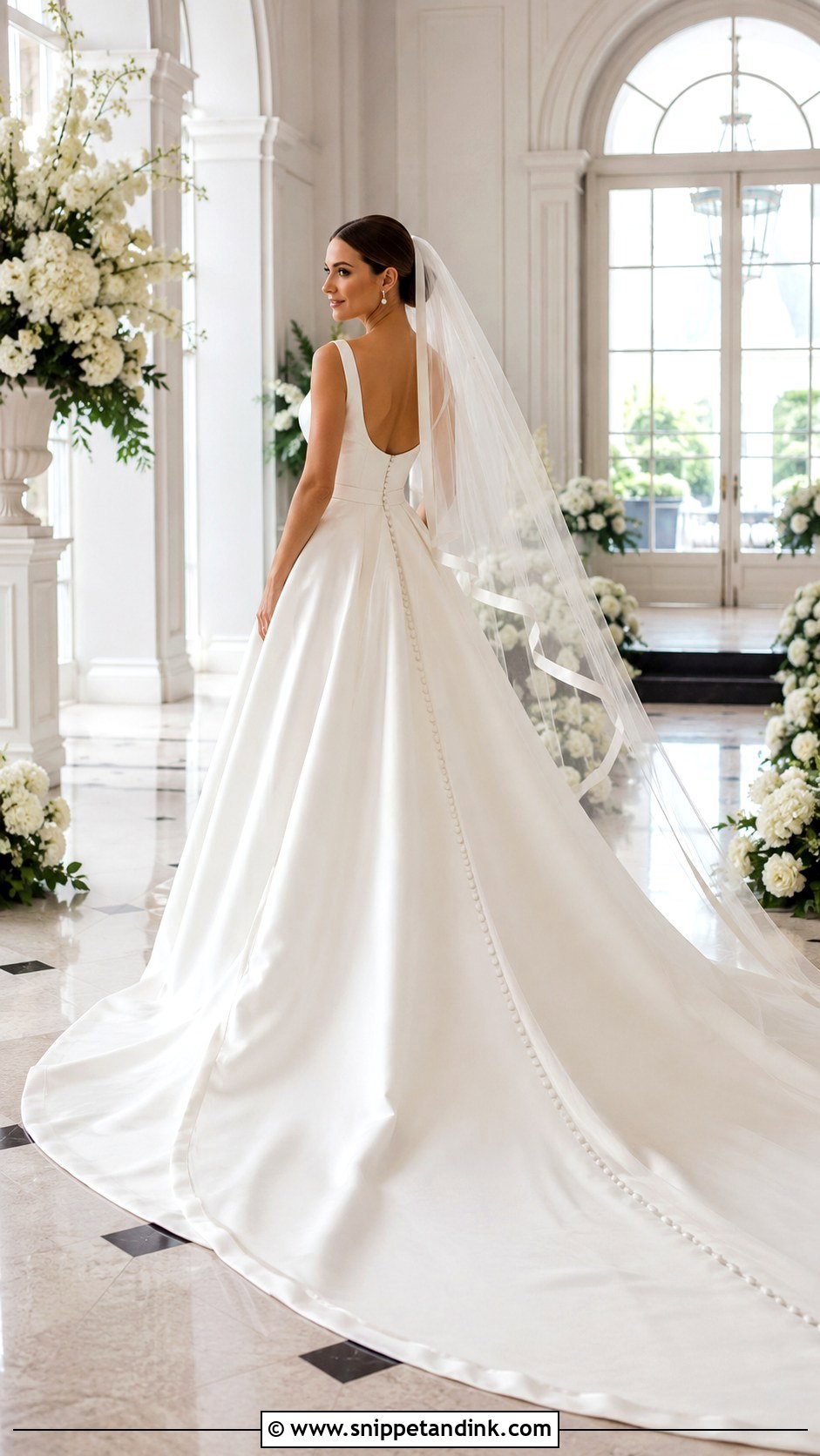 Satin A Line Removable Train Wedding Dress - Snippet and Ink - 20 Removable Train Wedding Dress Ideas