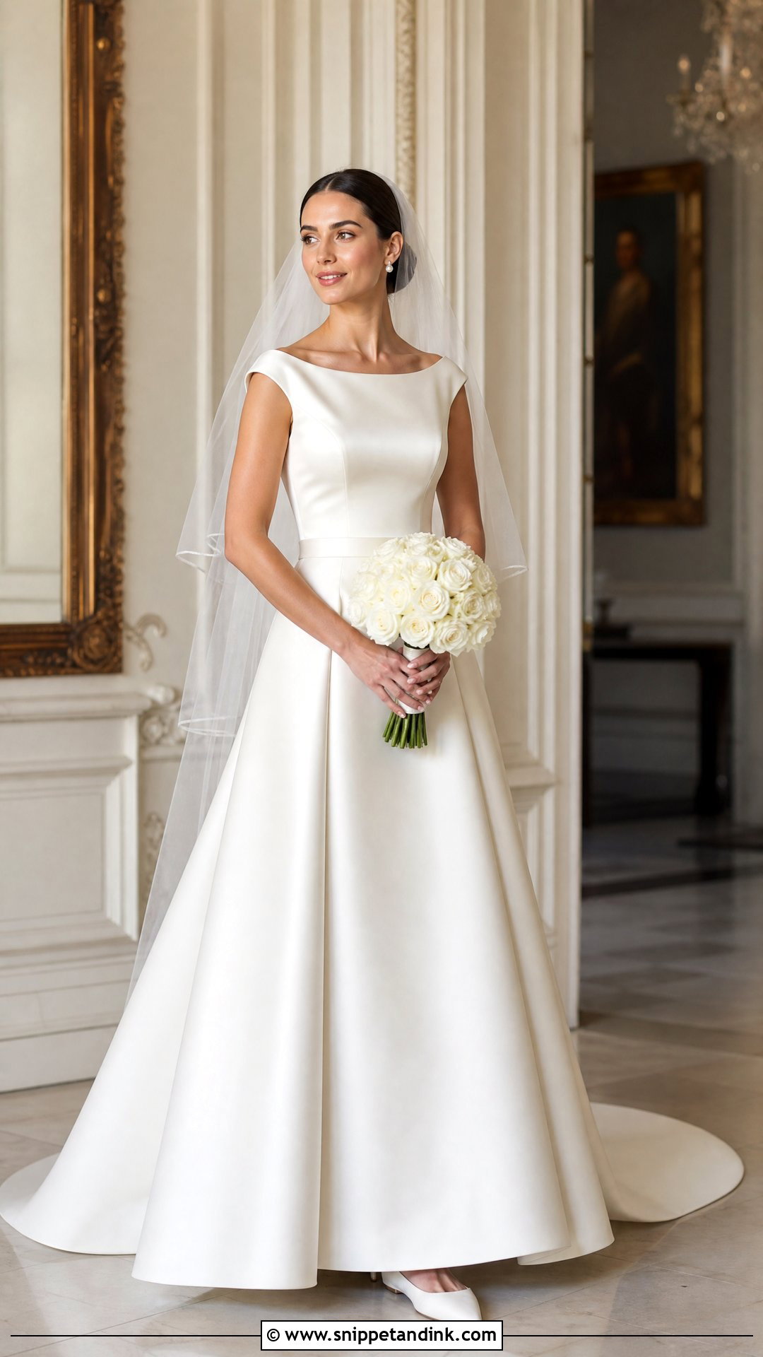 Satin A Line Sabrina Wedding Dress - Snippet and Ink - 20 Sabrina Wedding Dress Ideas