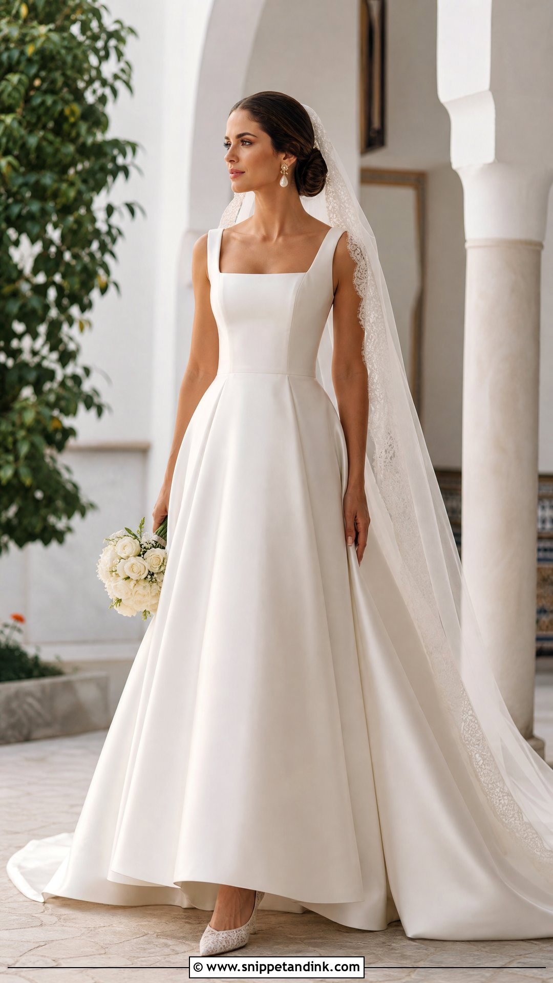Satin A Line Spanish Wedding Dress - Snippet and Ink - 20 Spanish Wedding Dress Spain Ideas