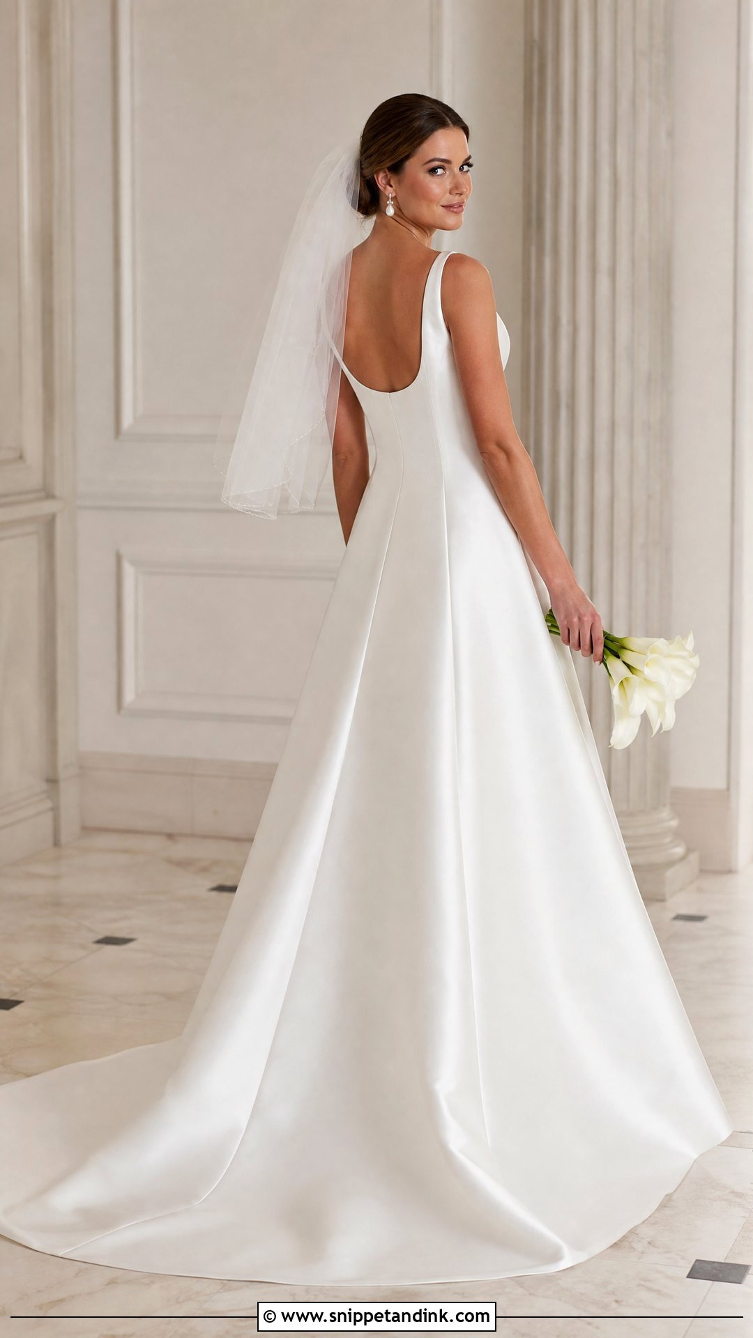 Satin A Line Sweep Train Wedding Dress - Snippet and Ink - 20 Sweep Train Wedding Dress Ideas