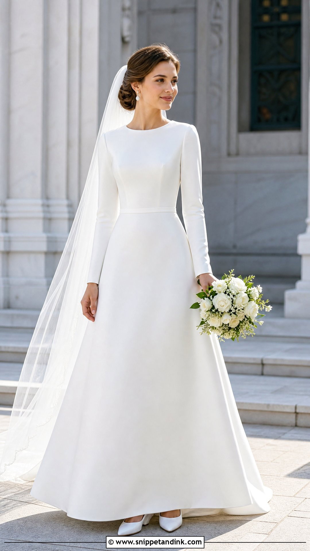 Satin A Line Temple Wedding Dress - Snippet and Ink - 20 Temple Wedding Dresses