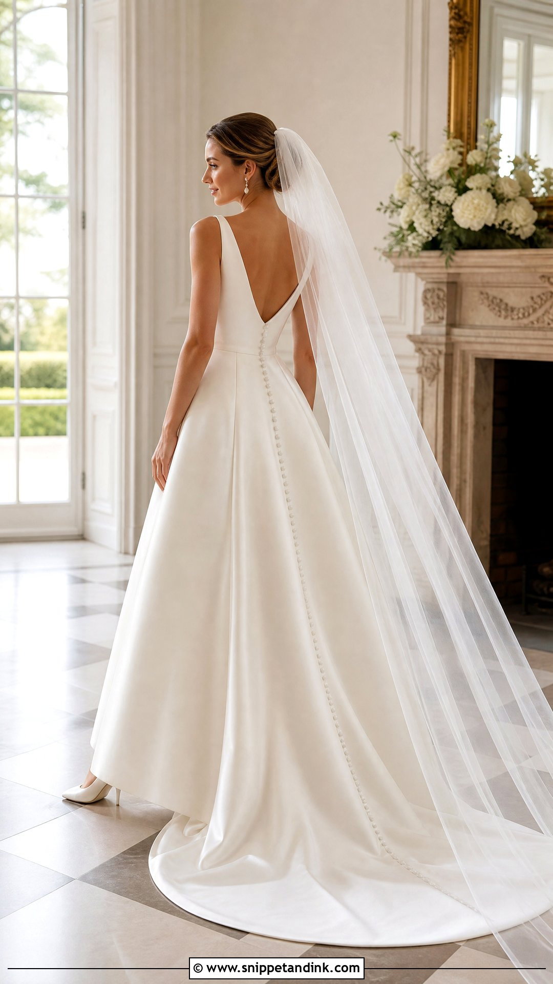 Satin A Line V Back Wedding Dress - Snippet and Ink - 20 V Back Wedding Dress Ideas