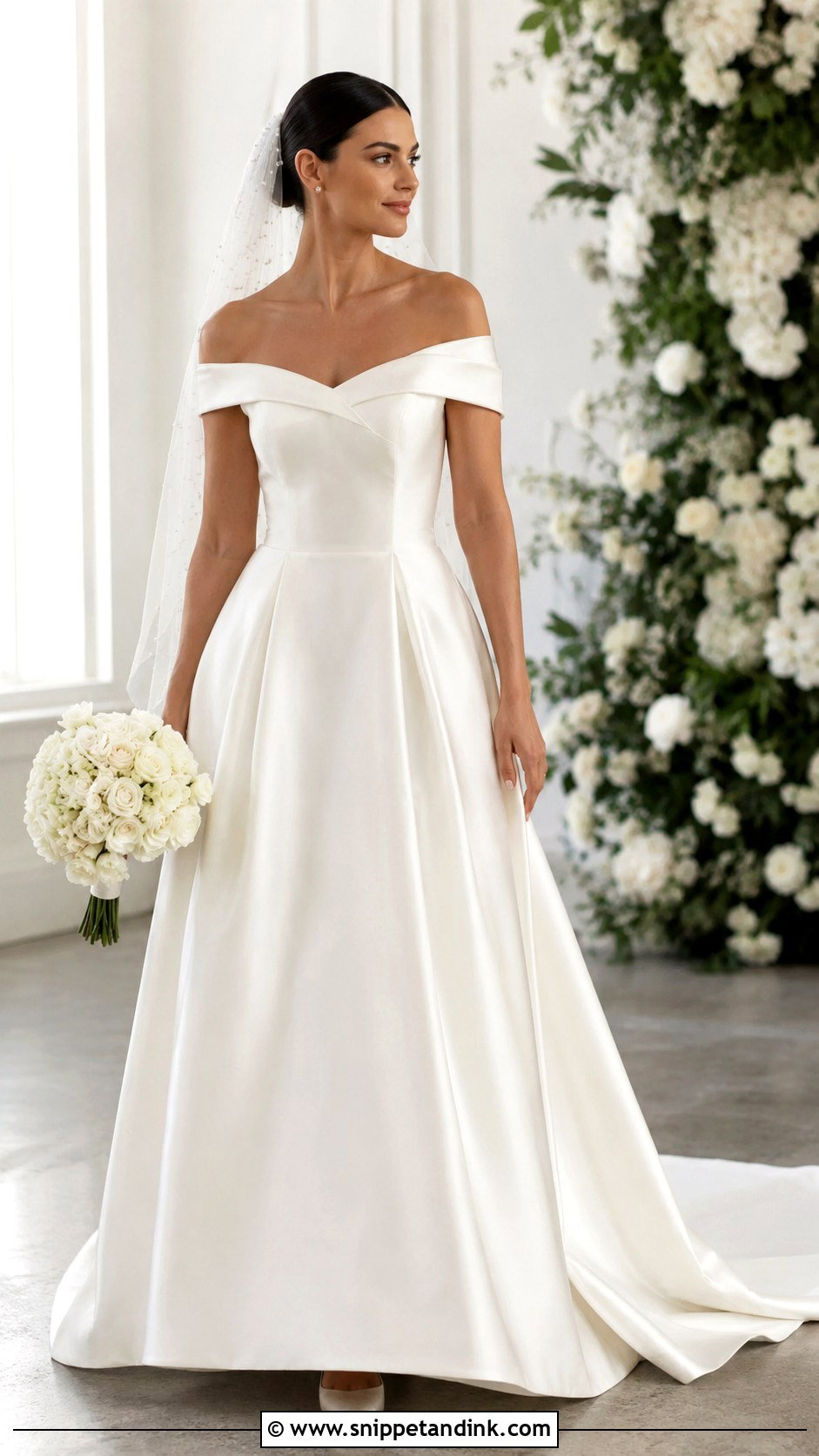 Satin A Line Wedding Dress - Snippet and Ink - 30 Old Hollywood Wedding Dress Ideas