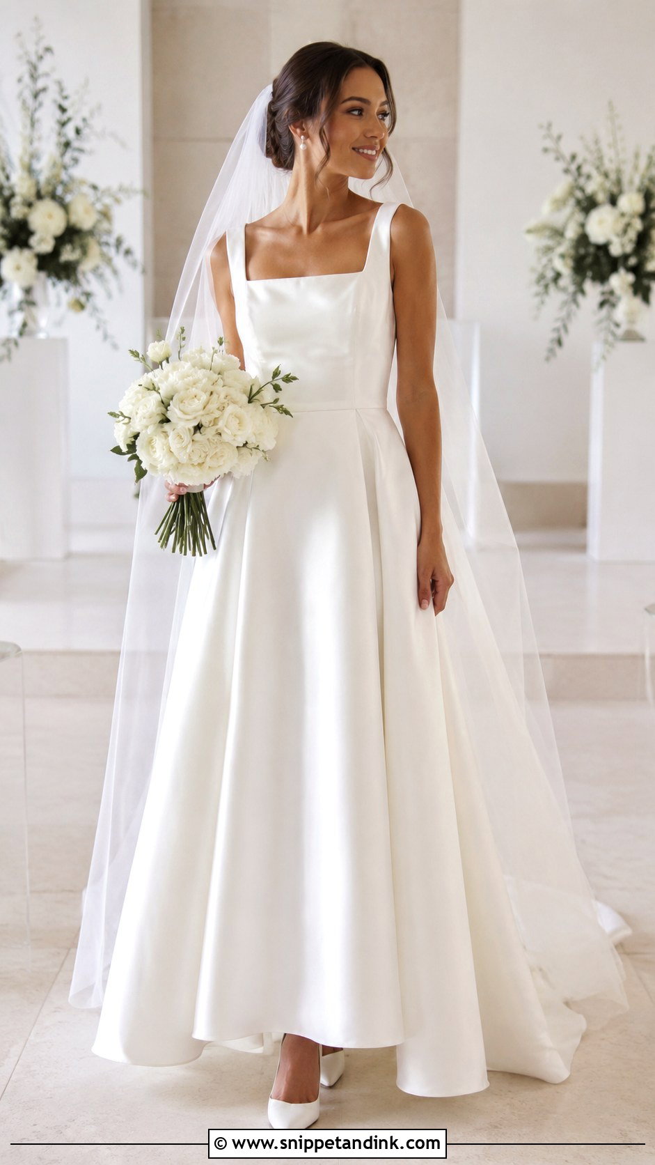 Satin A Line Wedding Dress - Snippet and Ink - 20 Popular Wedding Dresses