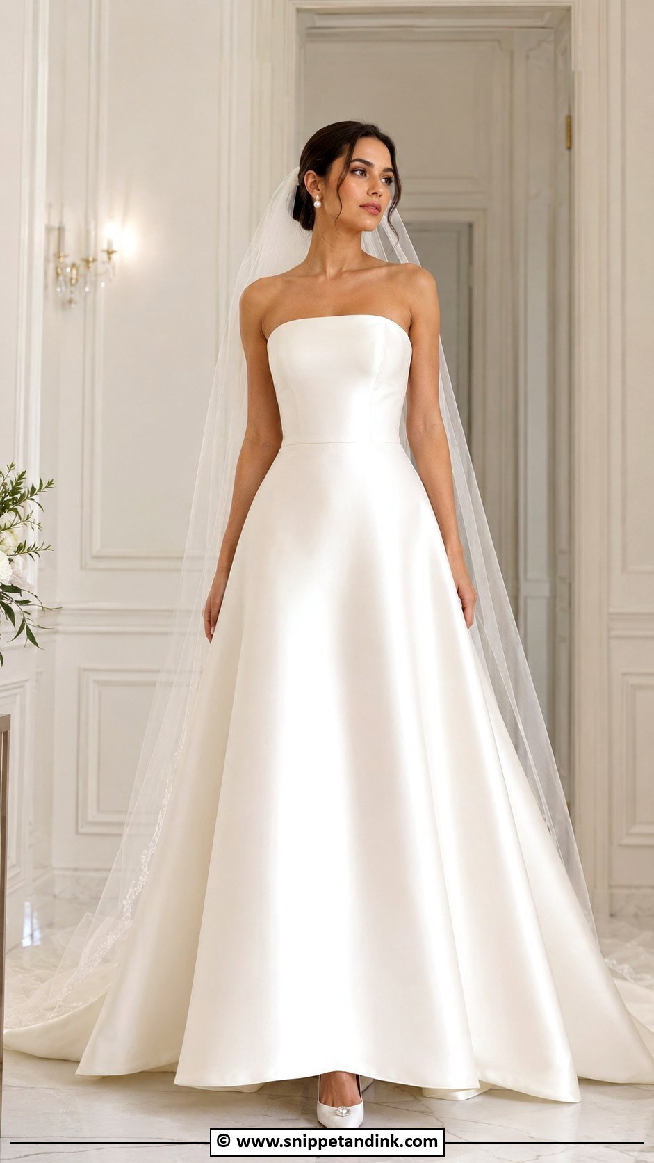 Satin A Line Wedding Dress - Snippet and Ink - 30 Elegant Wedding Dresses