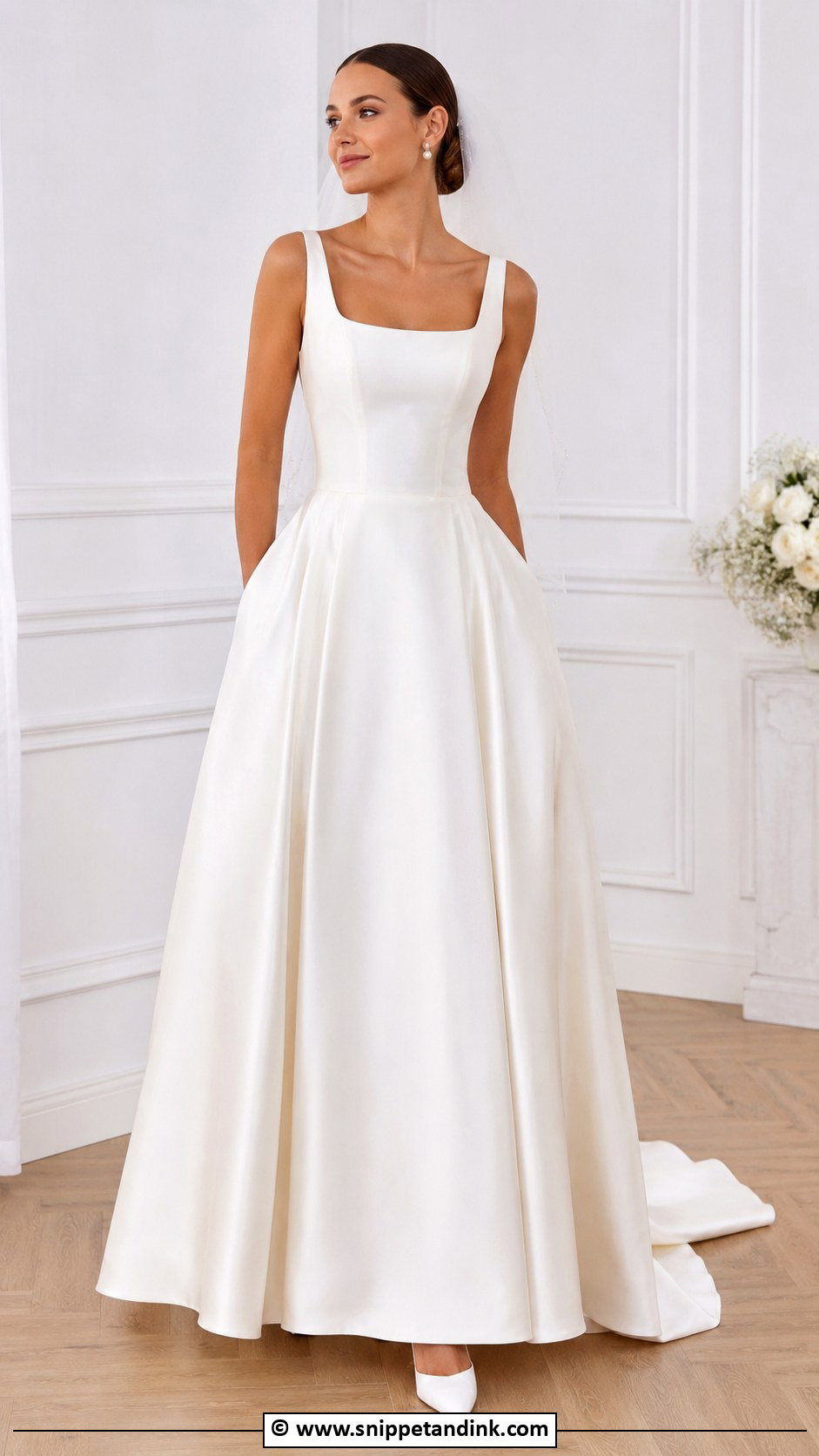 Satin A Line Wedding Dress - Snippet and Ink - 30 Timeless Elegant Wedding Dress Ideas