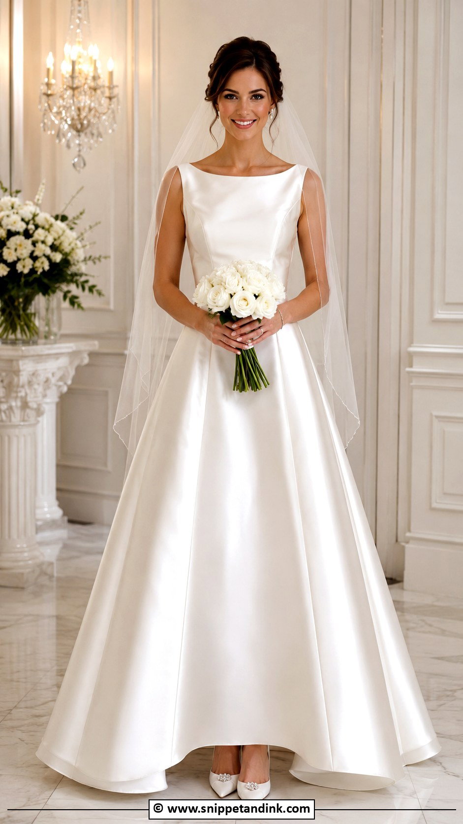 Satin A Line Wedding Dress Outfit - Snippet and Ink - 25 Bride Wedding Outfits