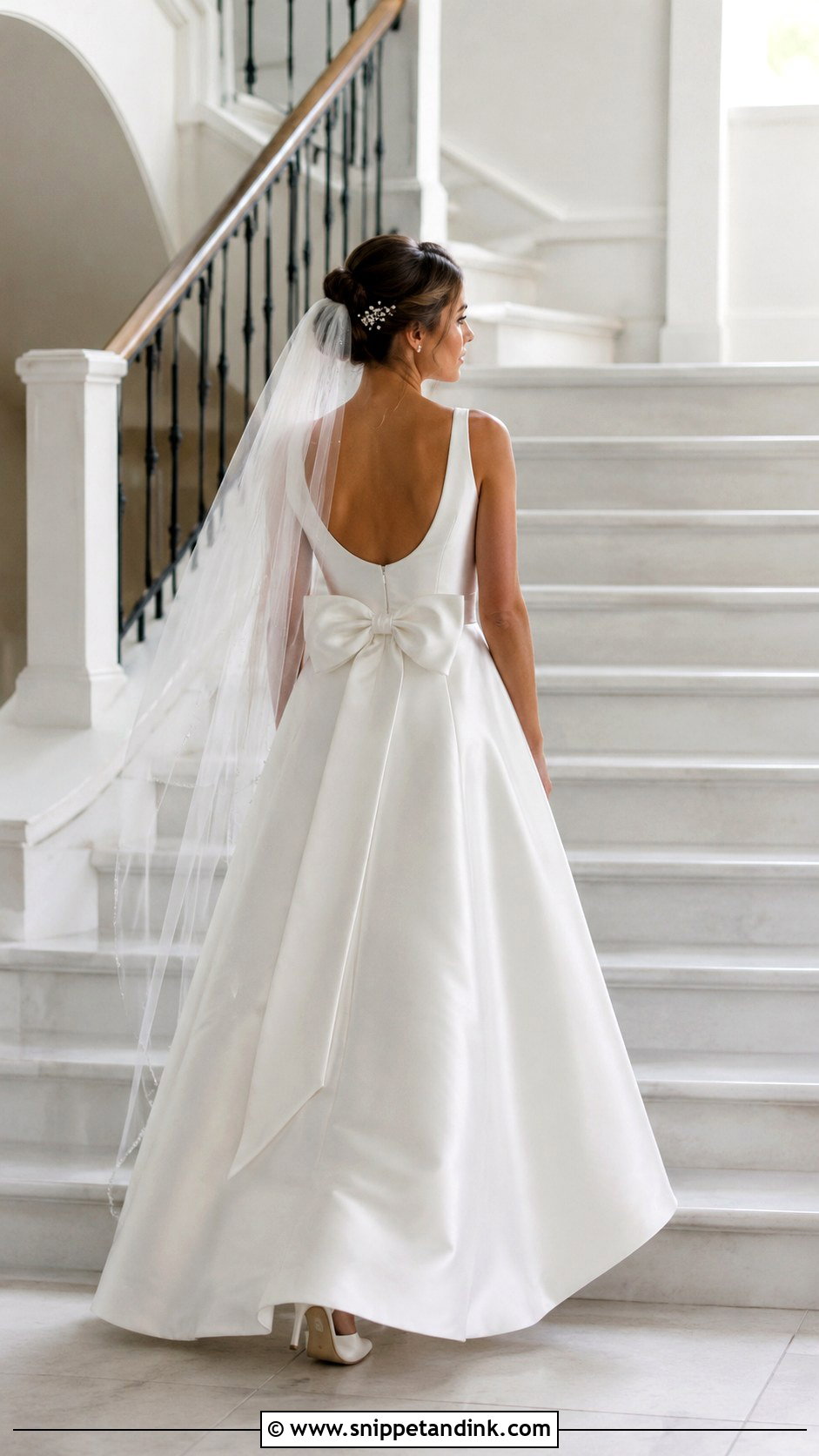 Satin A Line Wedding Dress With Bow Back - Snippet and Ink - 25 Satin a Line Wedding Dress Ideas