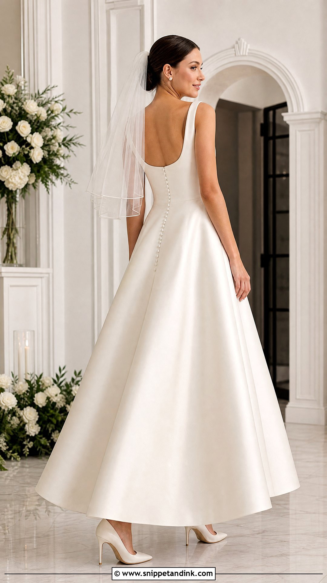 Satin A Line Wedding Dress With Buttons Down the Back - Snippet and Ink - 20 Wedding Dress with Buttons Down the Back Ideas
