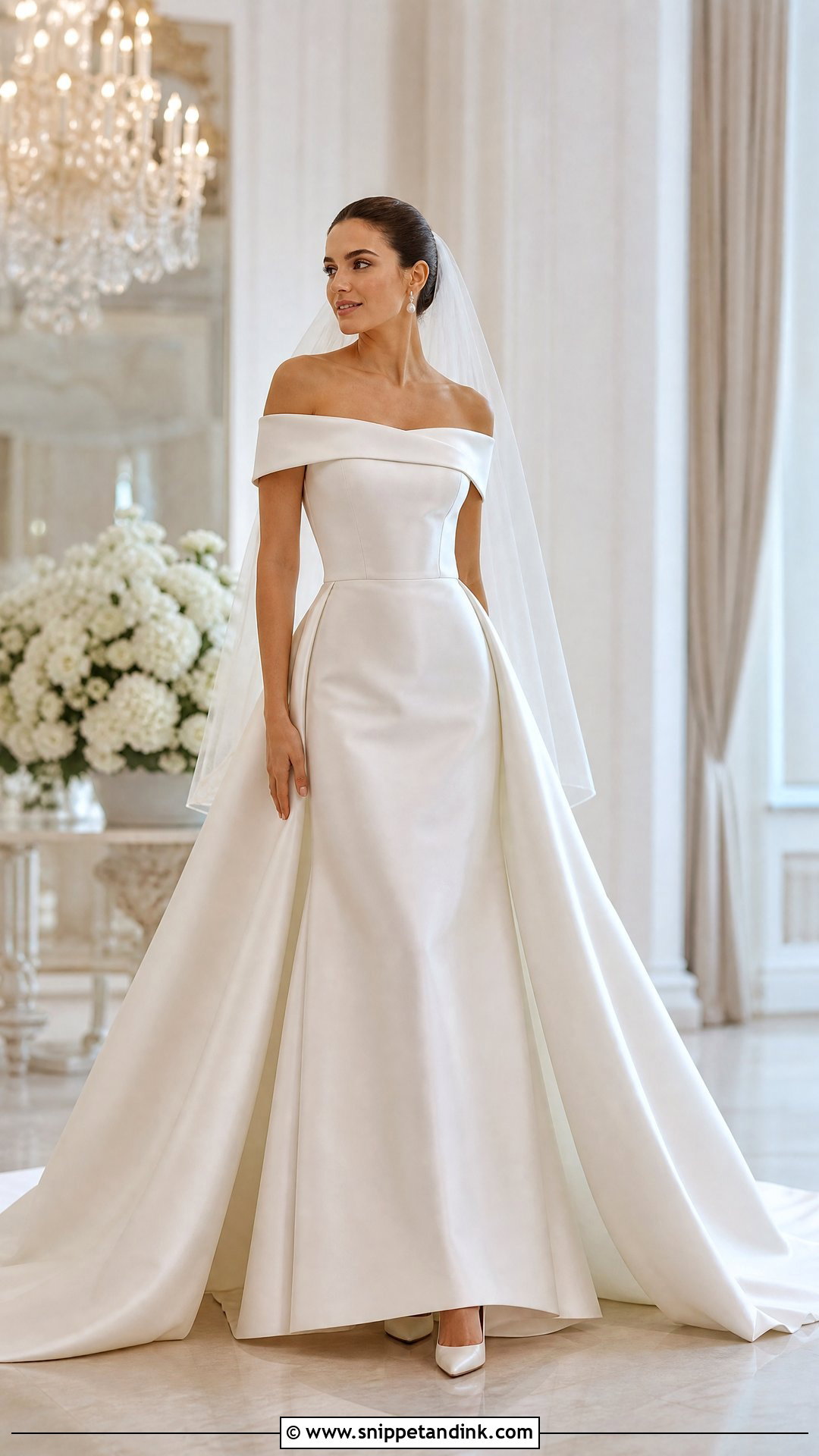 Satin A Line Wedding Dress With Detachable Train - Snippet and Ink - 25 Detachable Train Wedding Dress Ideas