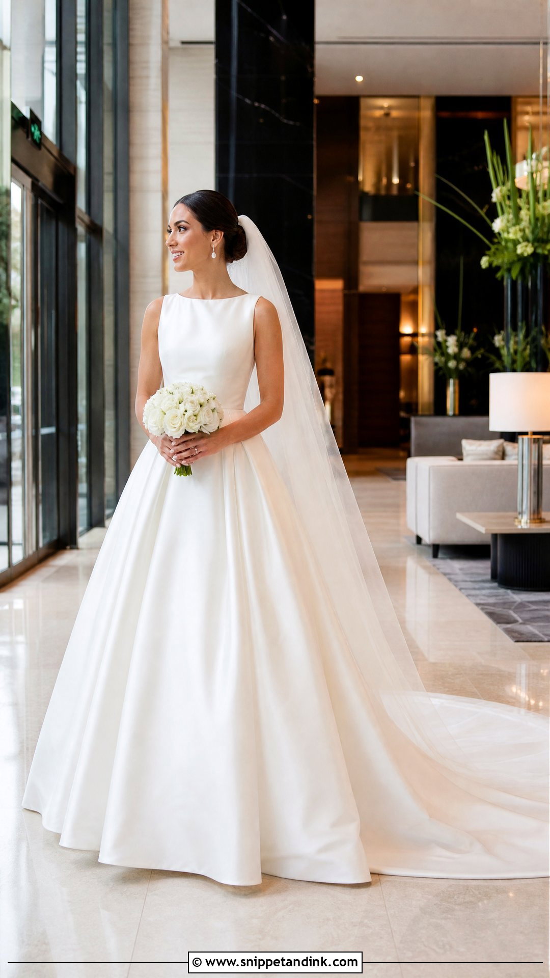 Satin A Line Wedding Dress With Long Train - Snippet and Ink - 20 Wedding Dresses with Long Trains