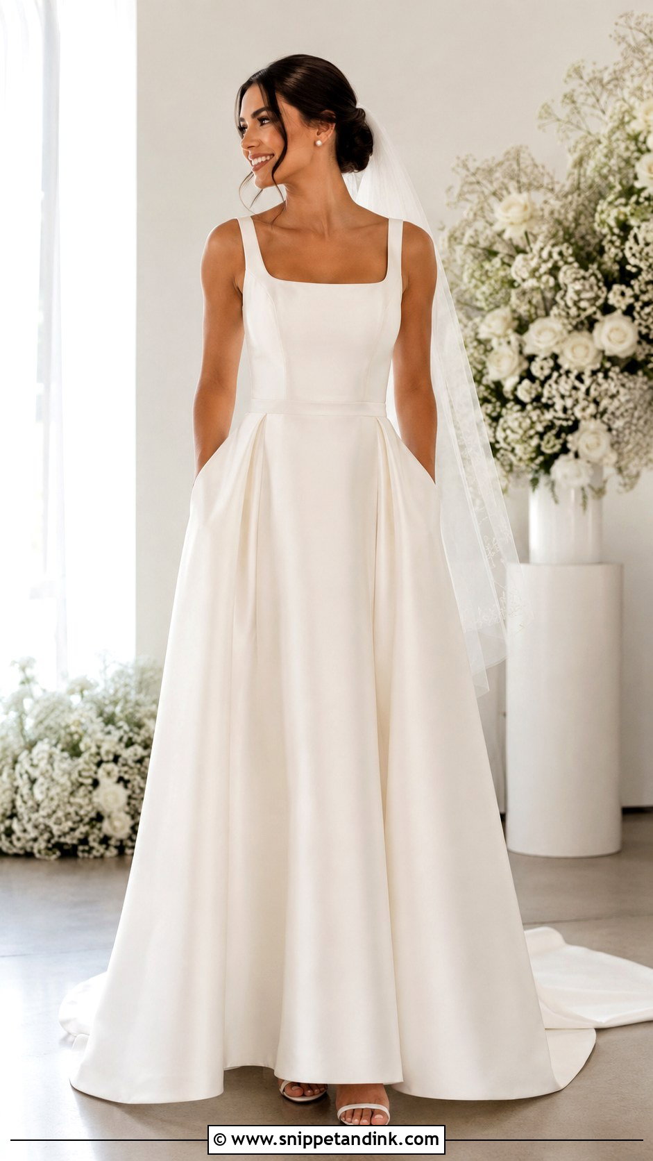 Satin A Line Wedding Dress With Pockets - Snippet and Ink - 25 Satin a Line Wedding Dress Ideas