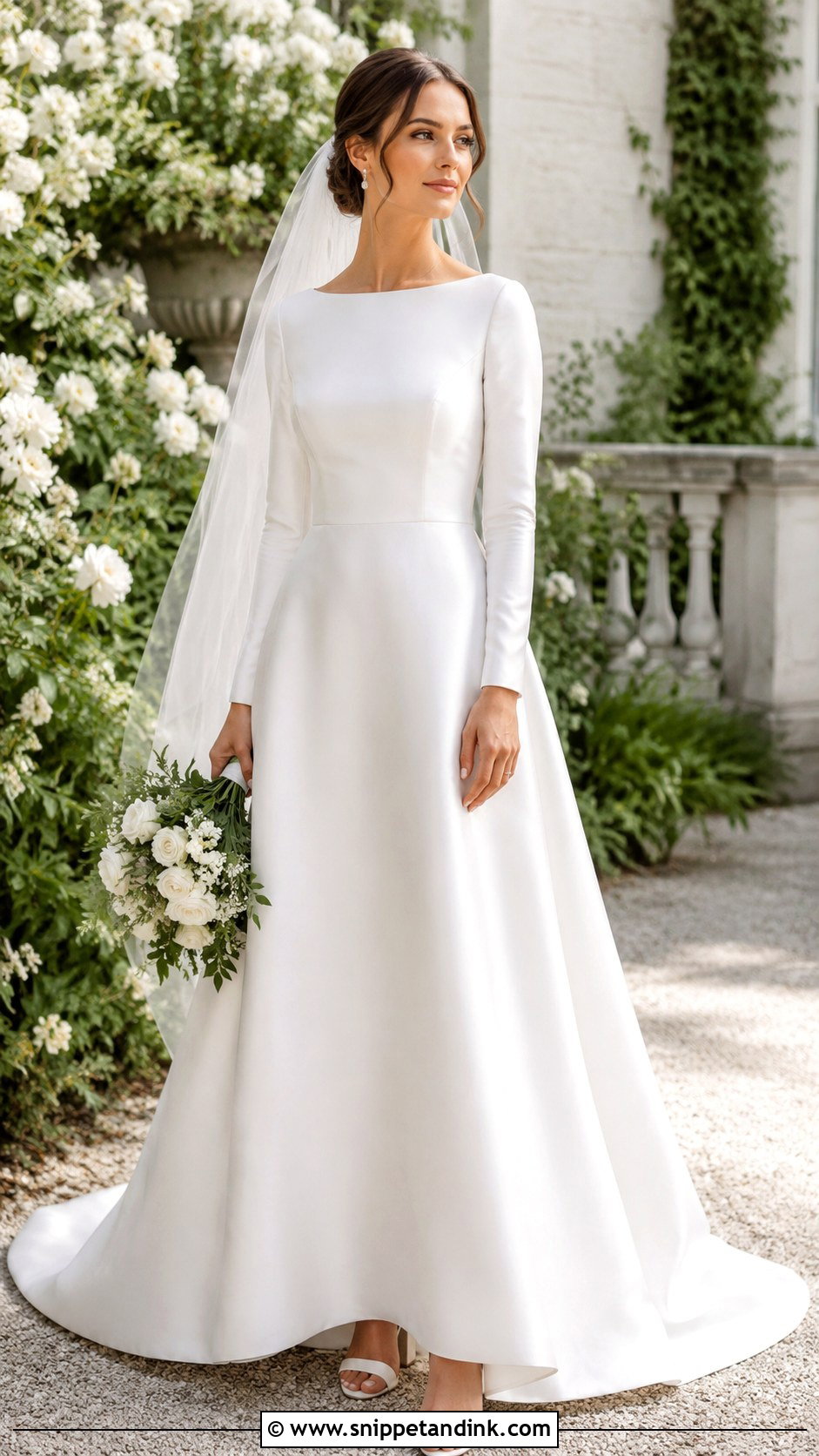 Satin A Line Wedding Dress With Sleeves - Snippet and Ink - 25 Satin Wedding Dress with Sleeves