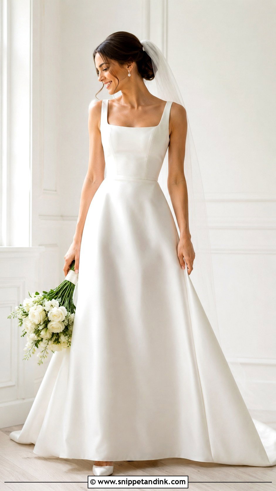 Satin A Line Wedding Gown - Snippet and Ink - 30 Satin Wedding Gown Ideas