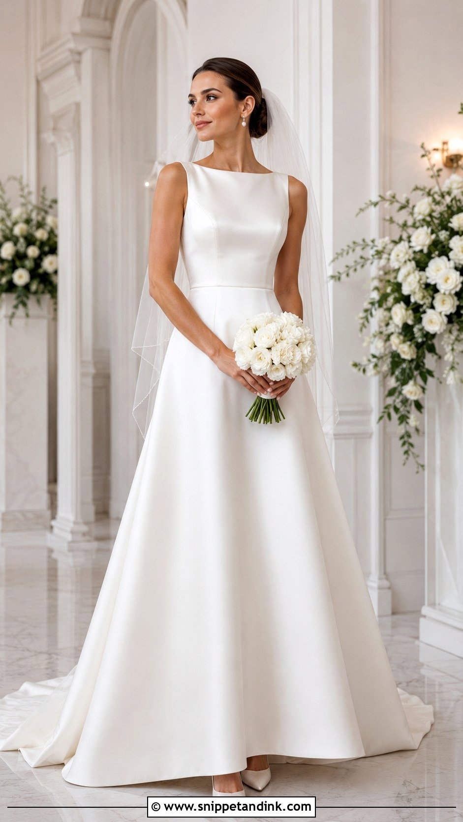 Satin A Line Wedding Gown - Snippet and Ink - 20 Classy Minimalist Wedding Gown Ideas