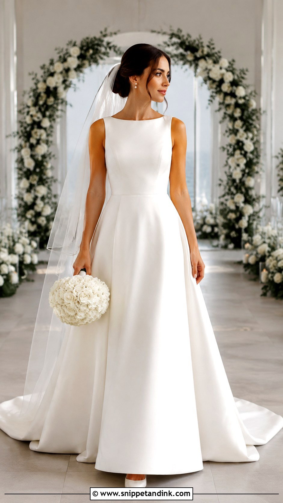 Satin A Line Wedding Gown - Snippet and Ink - 20 Elegant Simple Wedding Gowns
