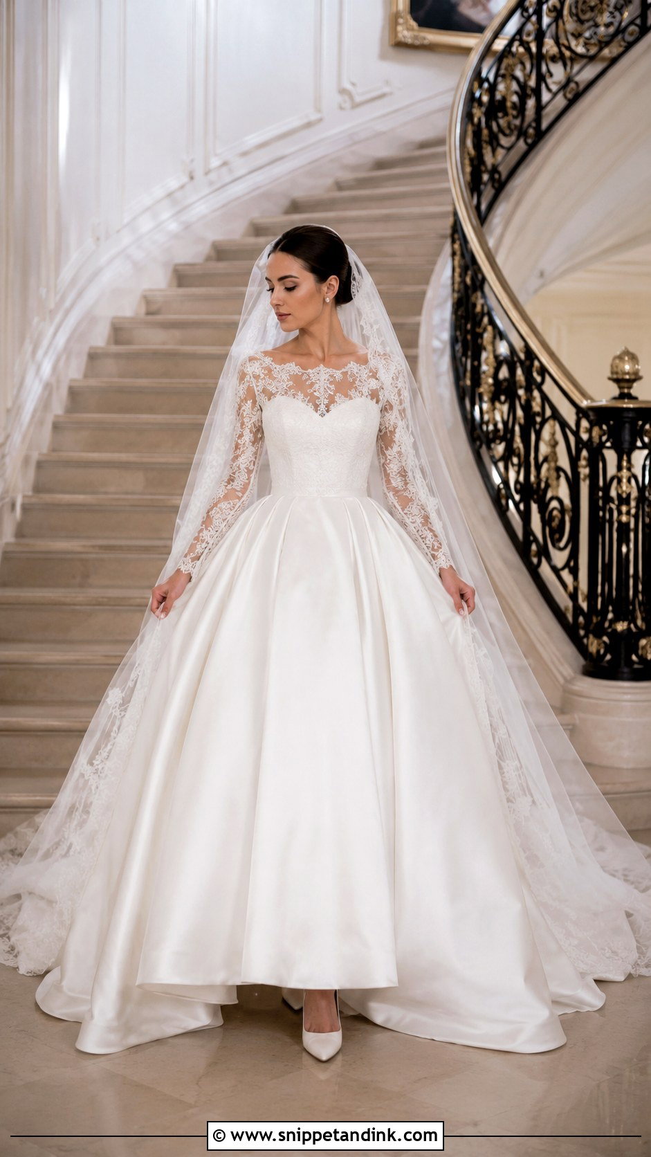 Satin And Lace Ball Gown Wedding Dress - Snippet and Ink - 25 Satin and Lace Wedding Dress Ideas