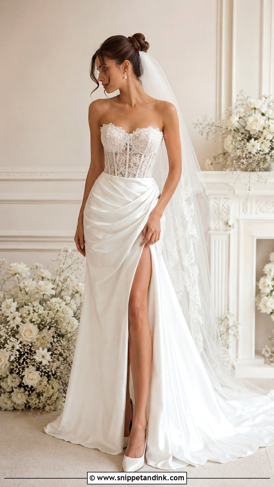 Satin And Lace Corset Wedding Dress - Snippet and Ink - 25 Satin and Lace Wedding Dress Ideas