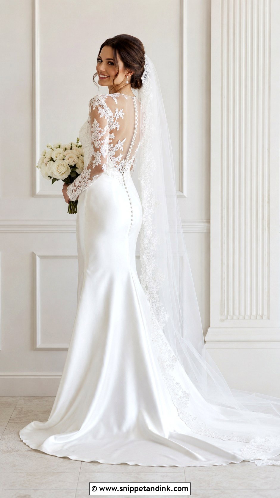 Satin And Lace Long Sleeve Wedding Dress - Snippet and Ink - 25 Satin and Lace Wedding Dress Ideas