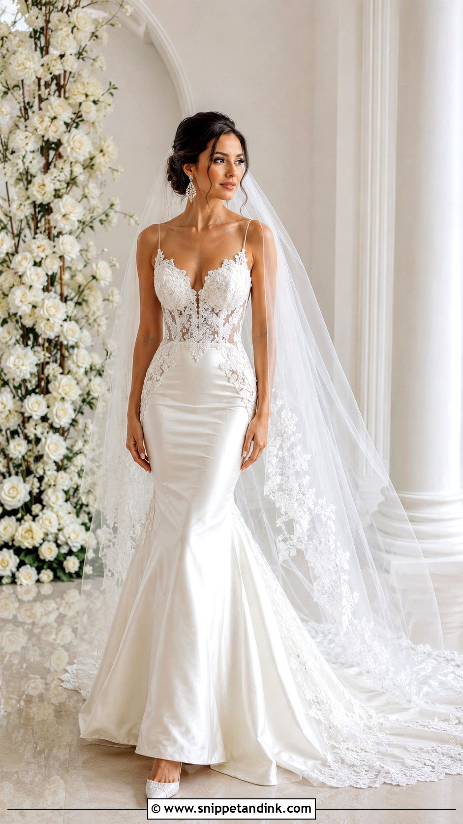 Satin And Lace Mermaid Wedding Dress - Snippet and Ink - 25 Satin and Lace Wedding Dress Ideas