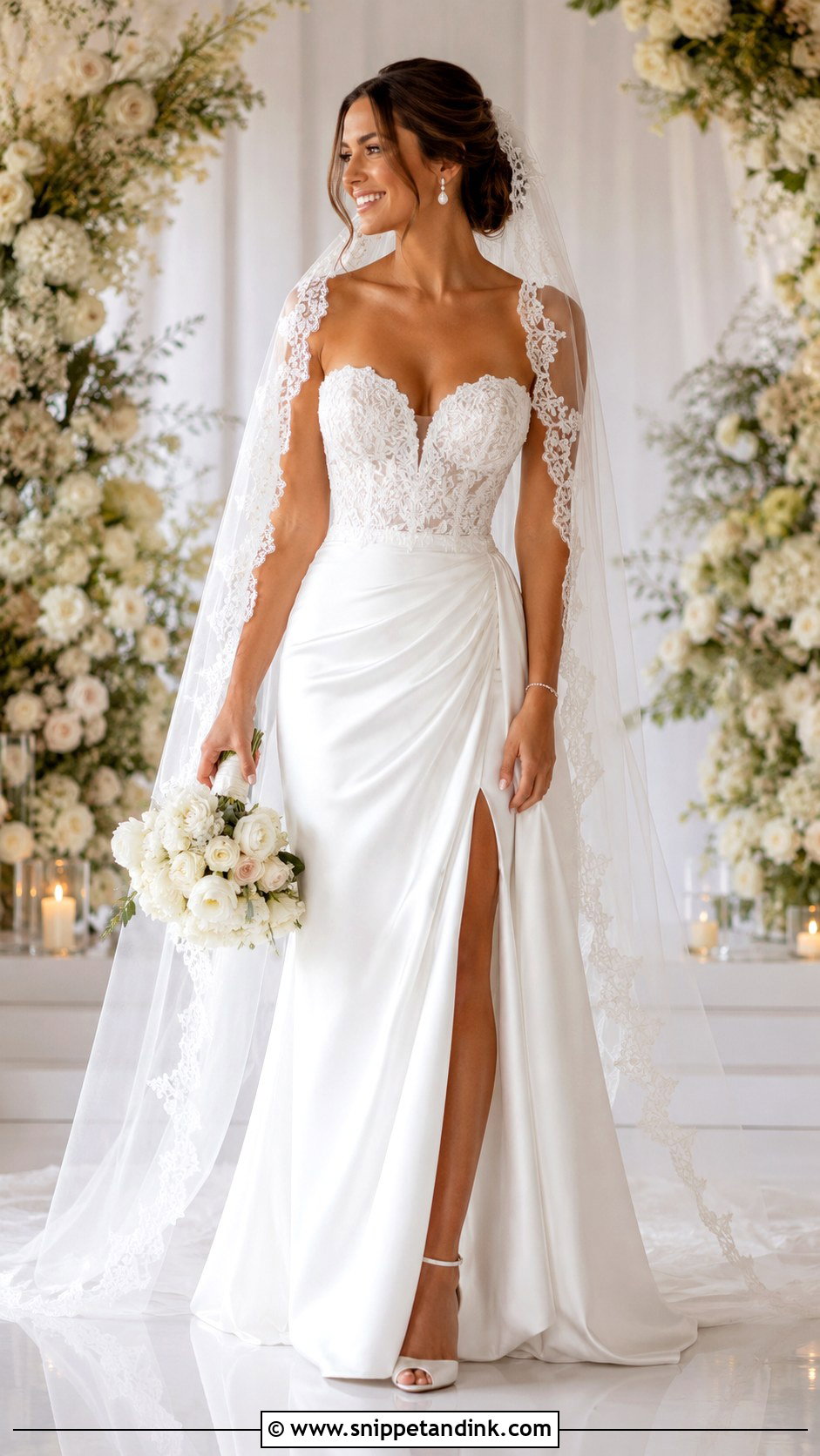 Satin And Lace Sweetheart Wedding Dress - Snippet and Ink - 25 Satin and Lace Wedding Dress Ideas