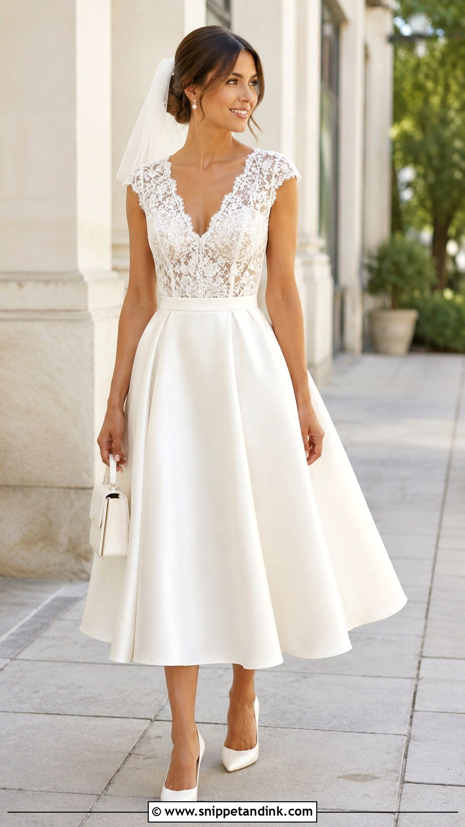 Satin And Lace Tea Length Wedding Dress - Snippet and Ink - 25 Satin and Lace Wedding Dress Ideas