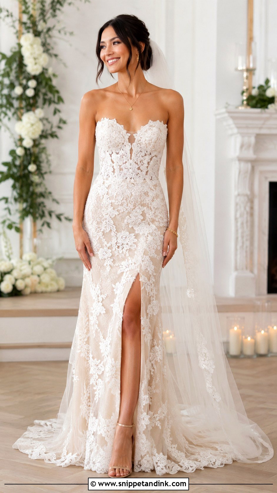 Satin And Lace Wedding Dress With Champagne Lining - Snippet and Ink - 25 Satin and Lace Wedding Dress Ideas