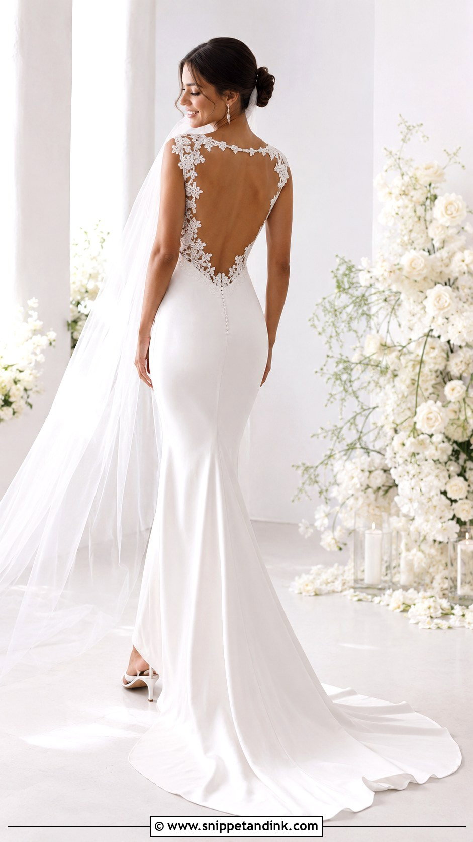 Satin And Lace Wedding Dress With Open Back - Snippet and Ink - 25 Satin and Lace Wedding Dress Ideas