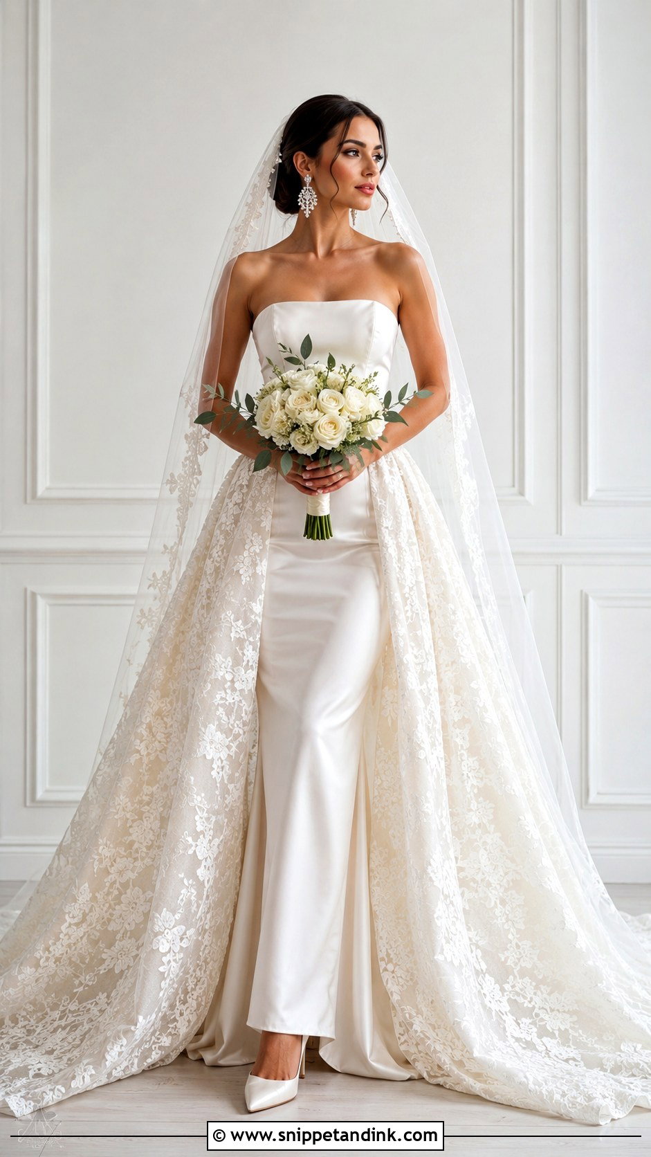 Satin And Lace Wedding Dress With Overskirt - Snippet and Ink - 25 Satin and Lace Wedding Dress Ideas