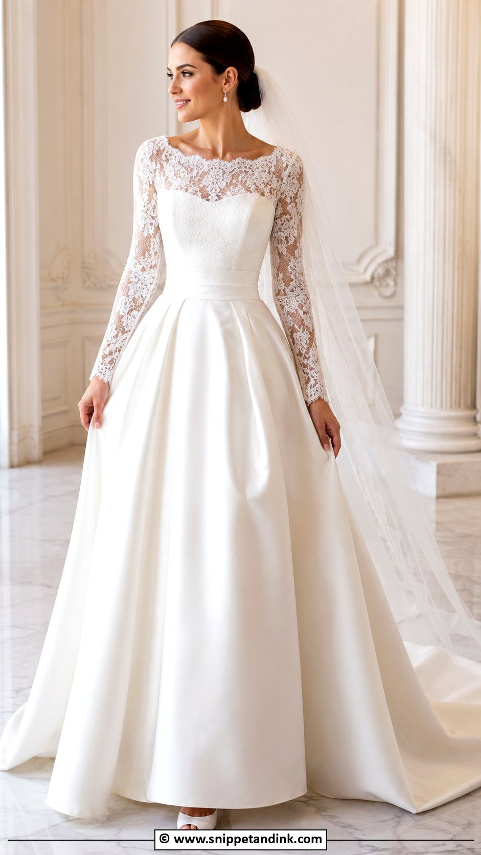 Satin And Lace Wedding Dress With Sleeves - Snippet and Ink - 30 Lace Wedding Dress with Sleeves