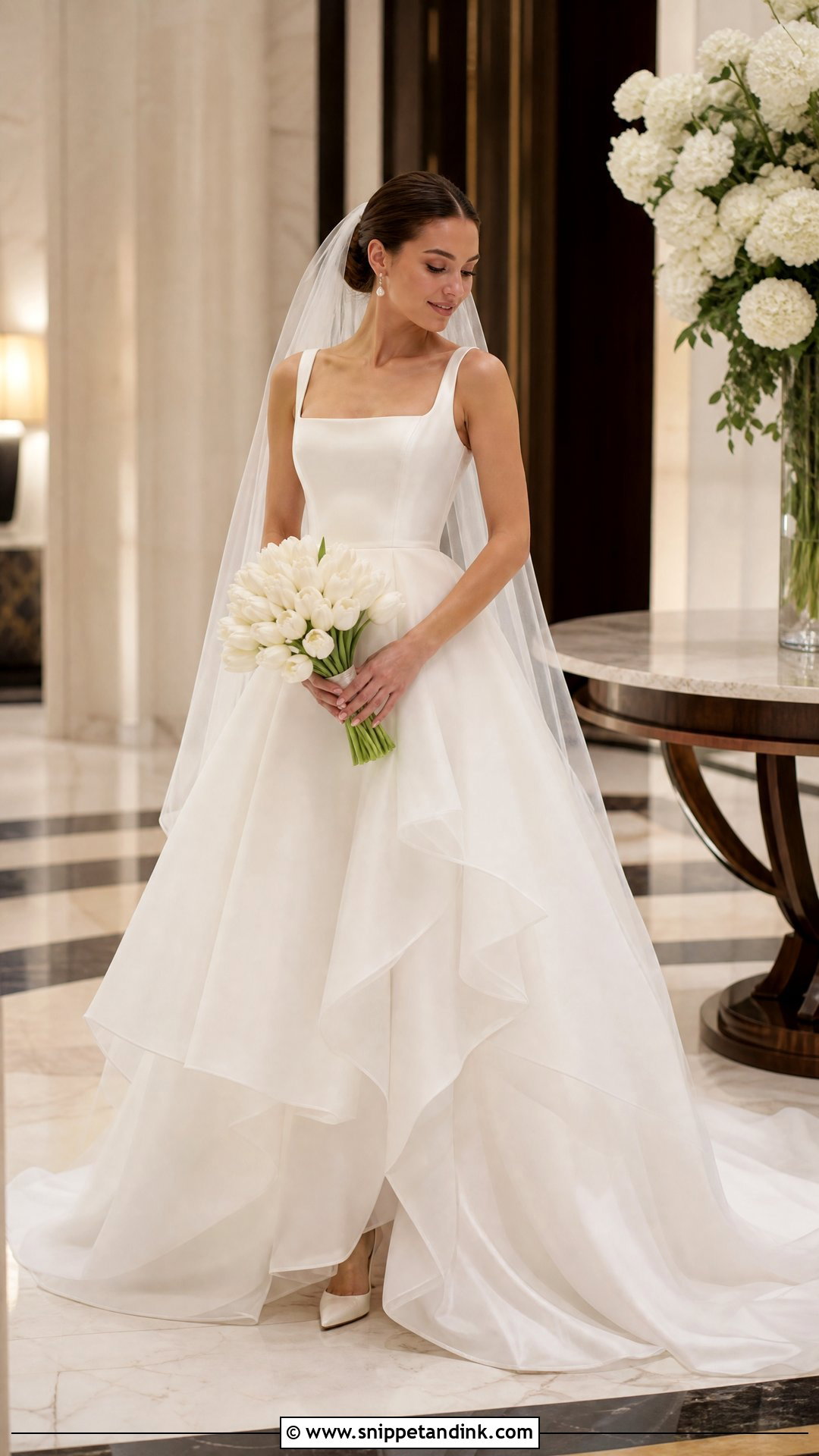 Satin And Organza Waterfall Wedding Dress - Snippet and Ink - 20 Waterfall Wedding Dress Ideas