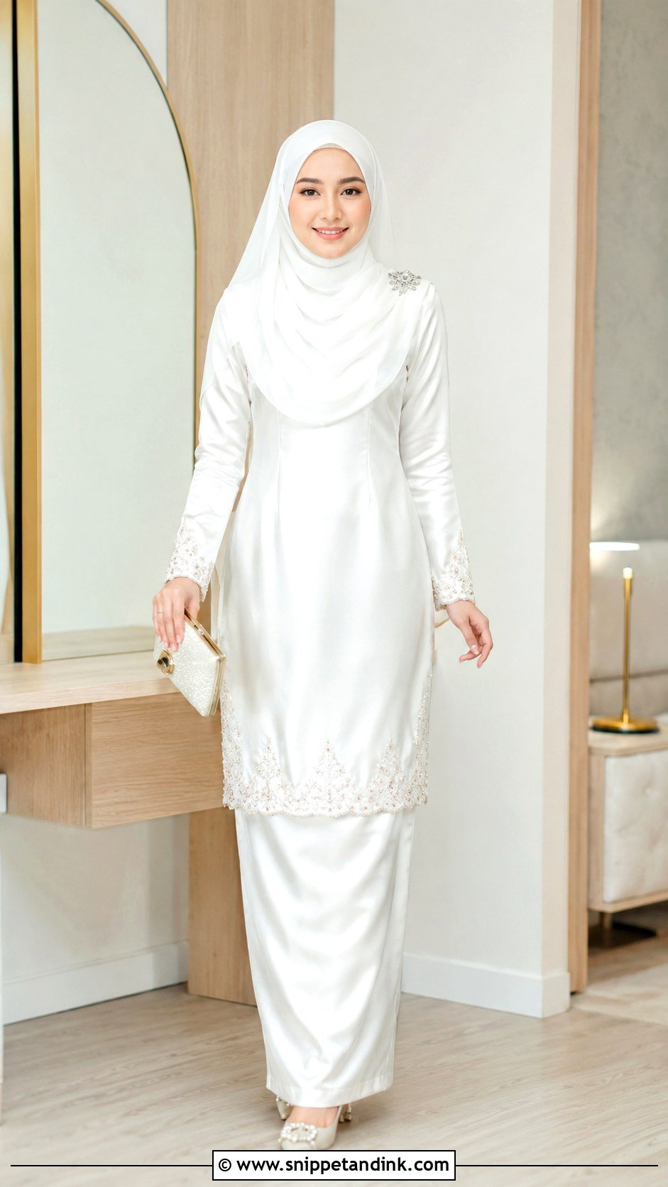 Satin Baju Kurung Nikah Dress - Snippet and Ink - 25 Malay Nikah Wedding Dress Ideas