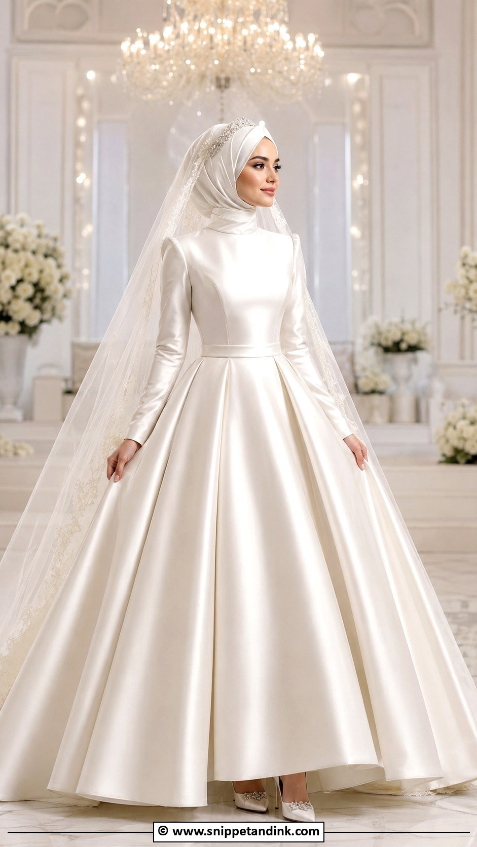 Satin Ball Gown Arabic Muslim Wedding Dress - Snippet and Ink - 25 Arabic Muslim Wedding Dress Ideas