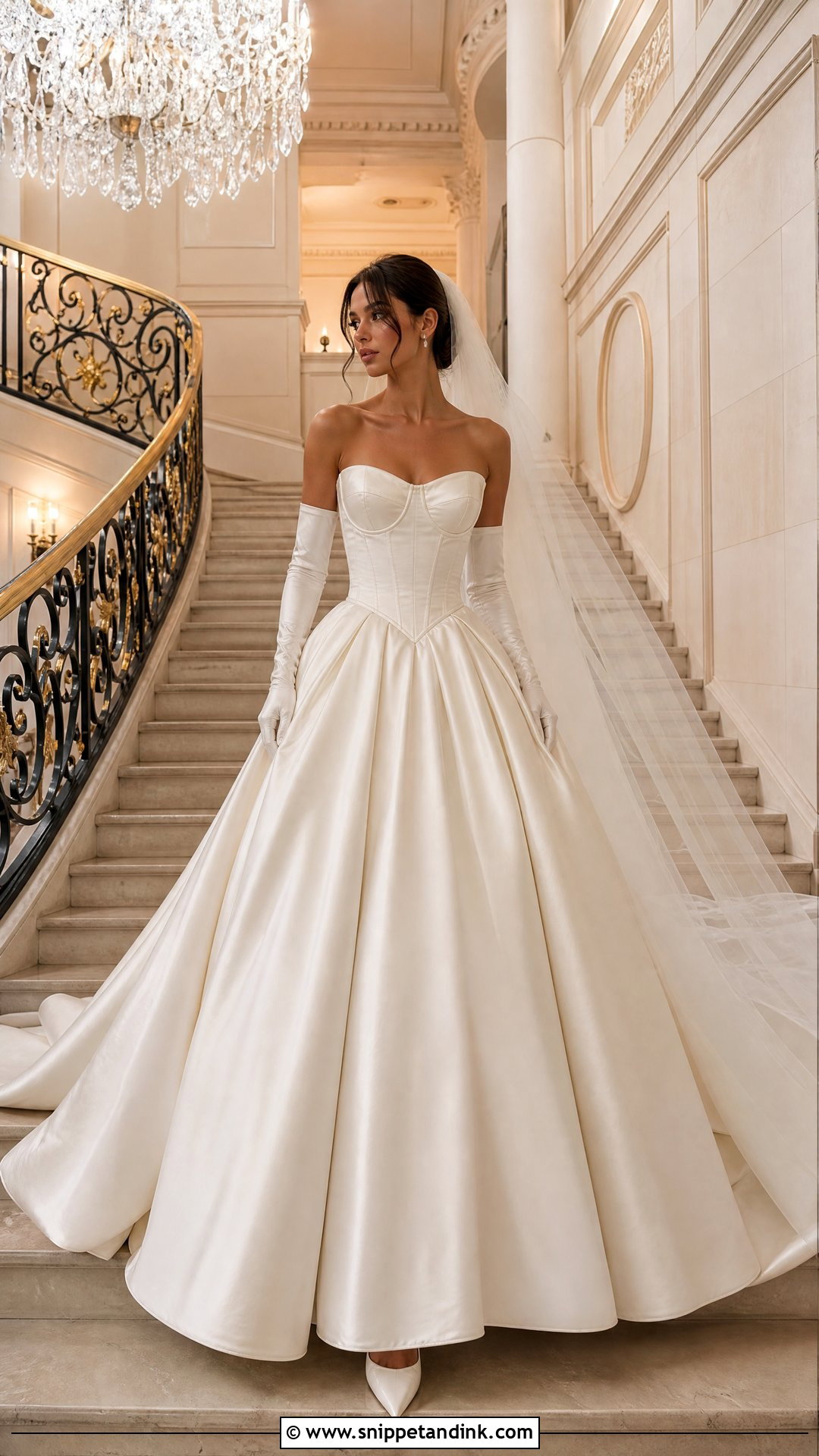 Satin Ball Gown Basque Waist Wedding Dress - Snippet and Ink - 20 Vintage Basque Waist Wedding Dress Ideas