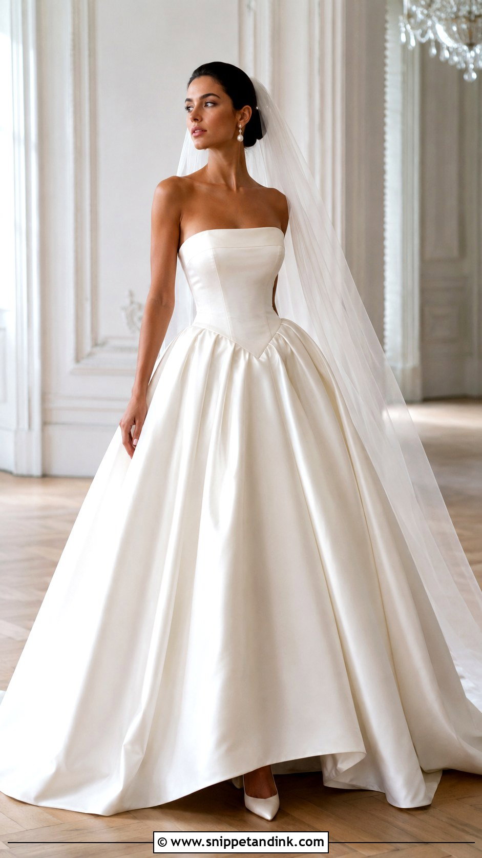 Satin Ball Gown Basque Waist Wedding Dress - Snippet and Ink - 20 Basque Waist Wedding Ideas