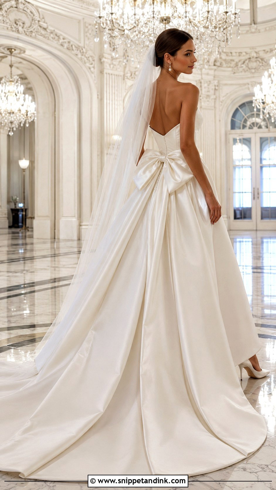 Satin Ball Gown Bow Back Wedding Dress - Snippet and Ink - 20 Bow Back Wedding Dress Ideas