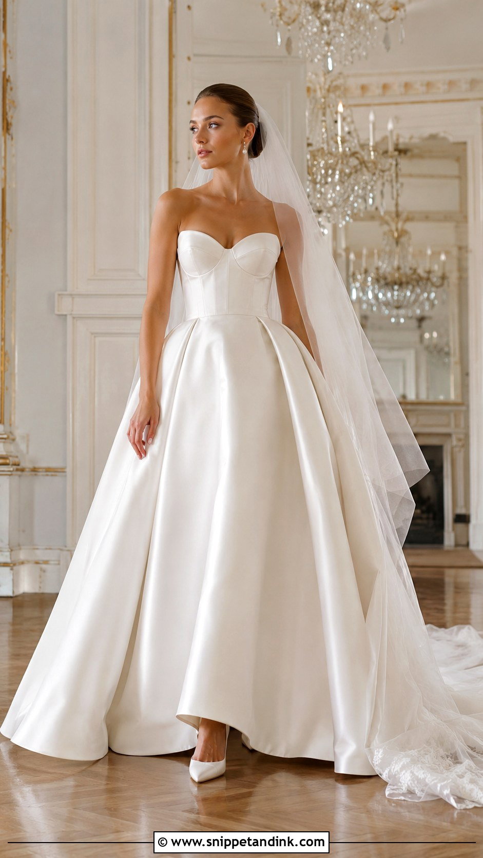 Satin Ball Gown Bridal Outfit - Snippet and Ink - 20 Bride Attire Ideas