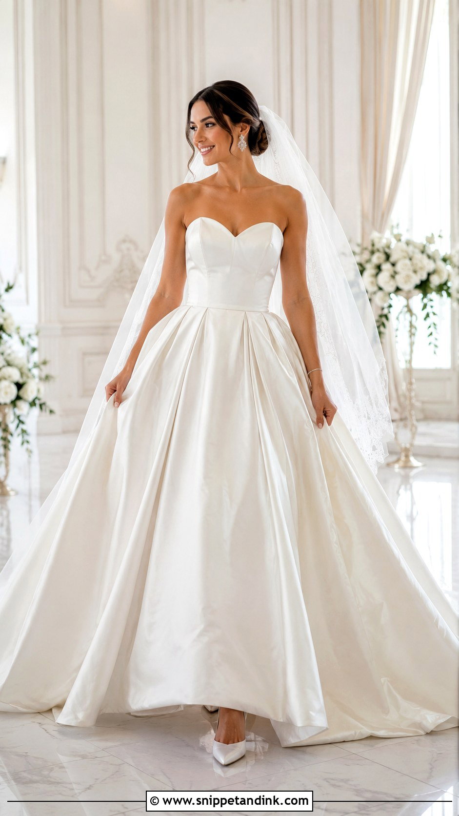 Satin Ball Gown Bride Look - Snippet and Ink - 20 Cute Bride Ideas