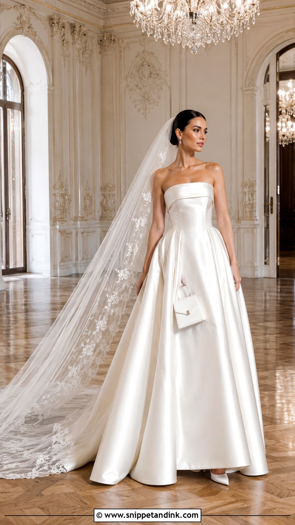 Satin Ball Gown Bride With Cathedral Veil - Snippet and Ink - 20 Brides with Veils