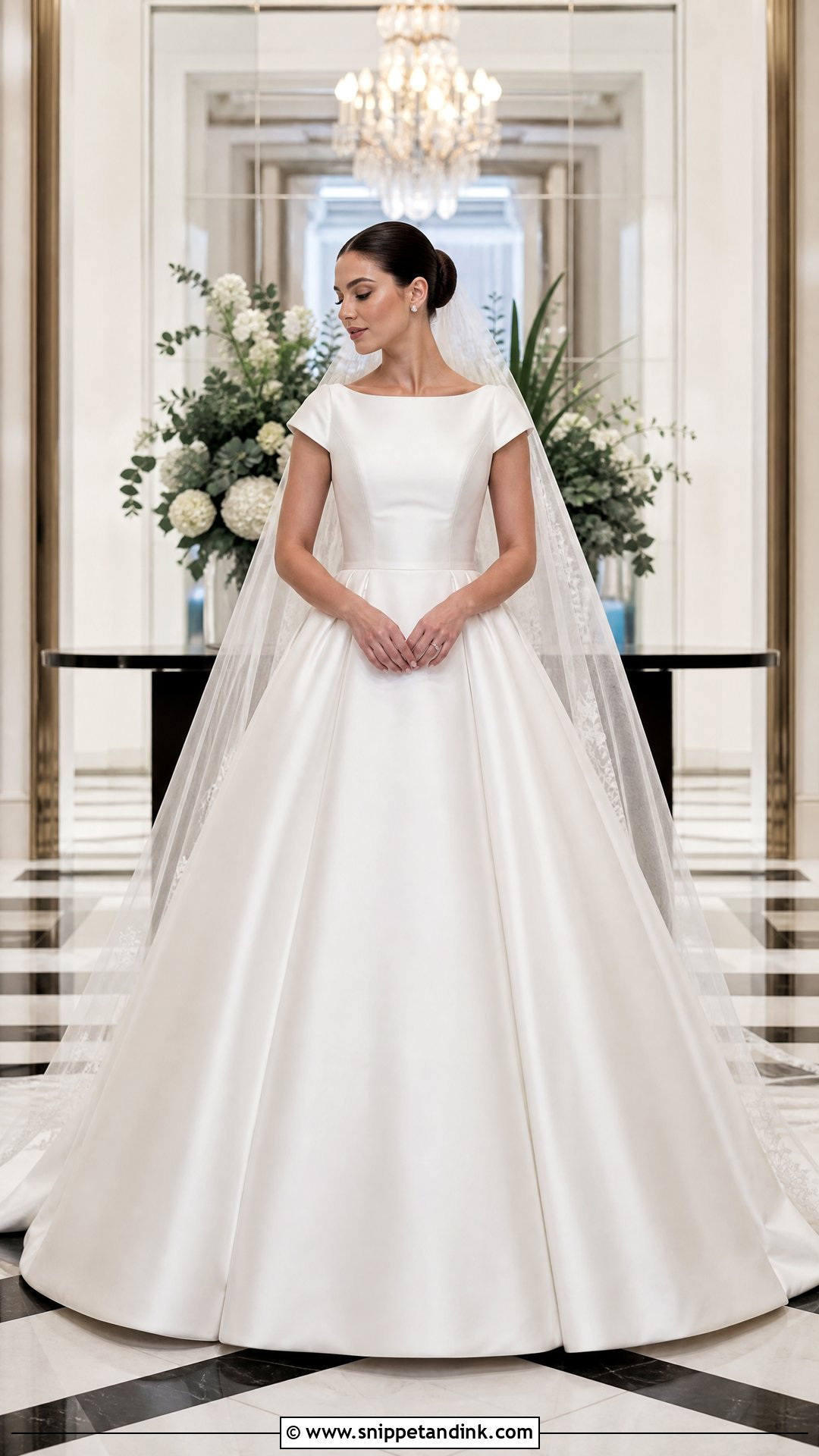 Satin Ball Gown Cap Sleeve Wedding Dress - Snippet and Ink - 20 Wedding Dress Cap Sleeves