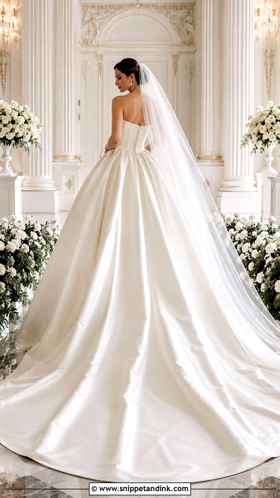 Satin Ball Gown Cathedral Train Dress - Snippet and Ink - 20 Bridal Train Dresses
