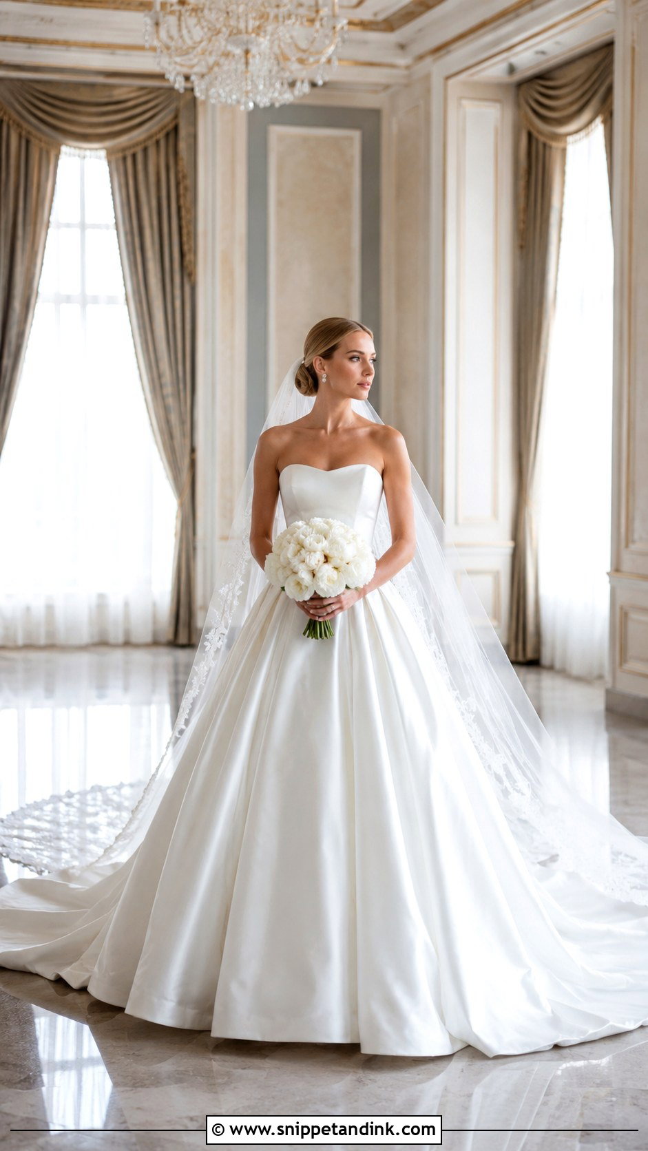 Satin Ball Gown Floor Length Wedding Dress - Snippet and Ink - 20 Floor Length Wedding Dress Ideas