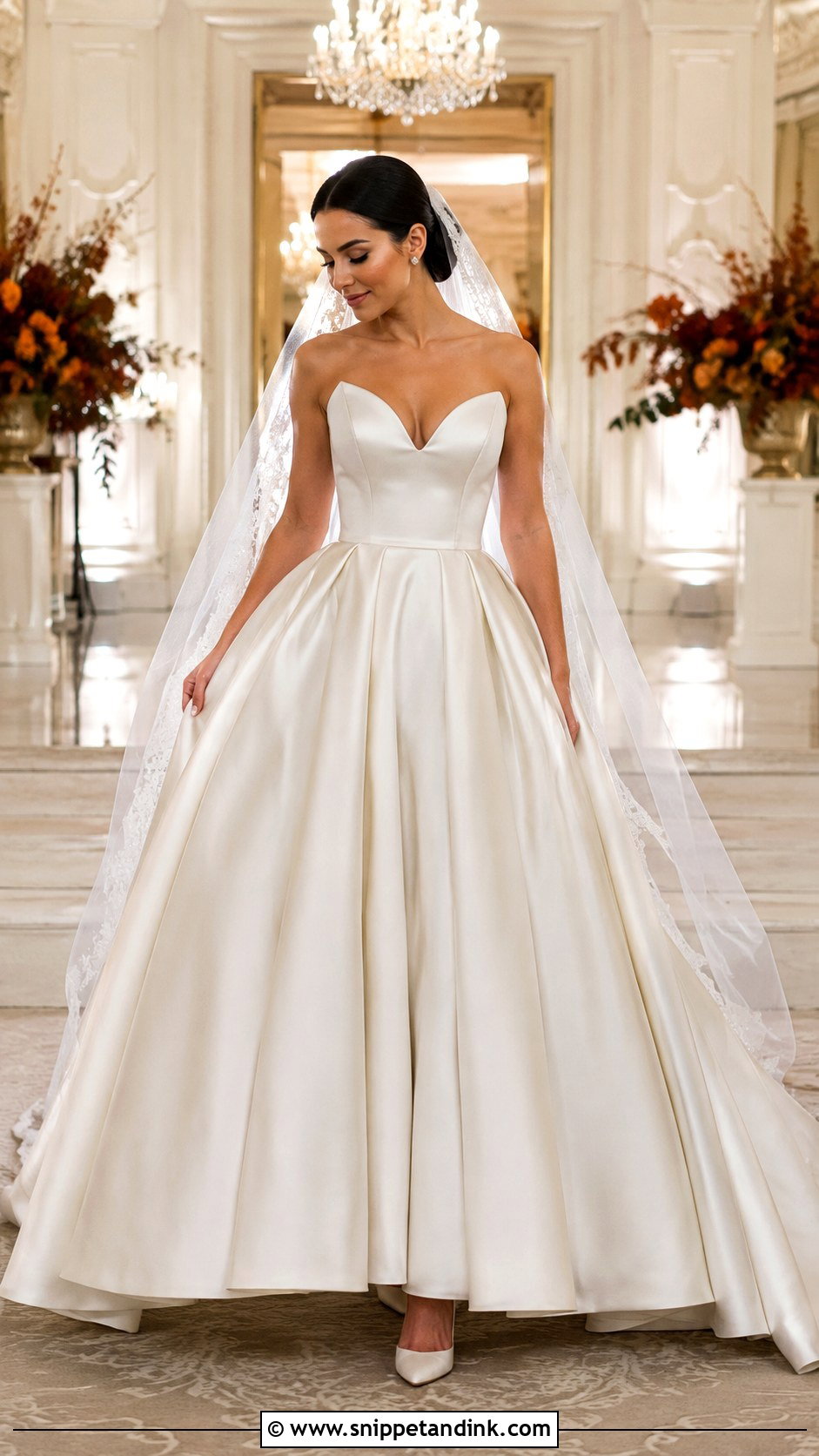 Satin Ball Gown For A Fall Wedding - Snippet and Ink - 20 Fall Wedding Gowns