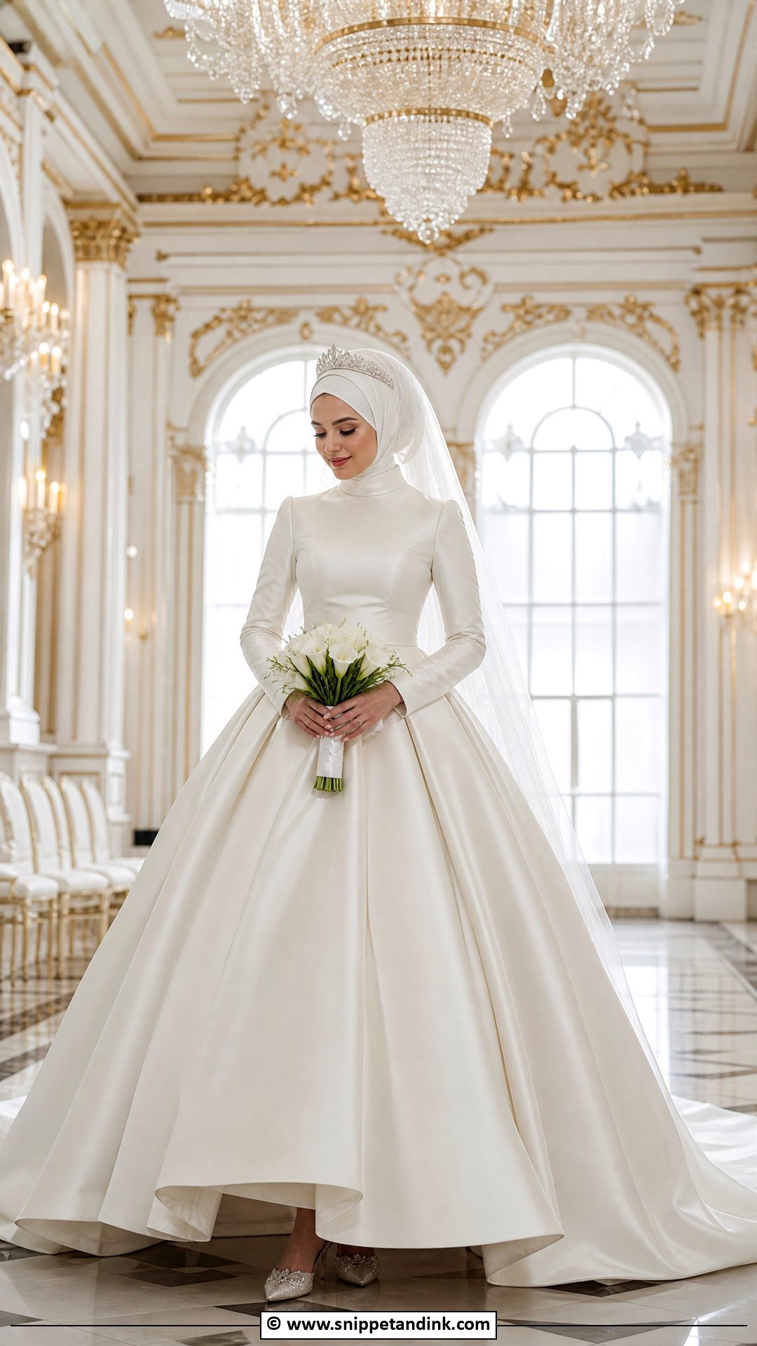 Satin Ball Gown Hijab Bride - Snippet and Ink - 35 Hijab Bride Ideas